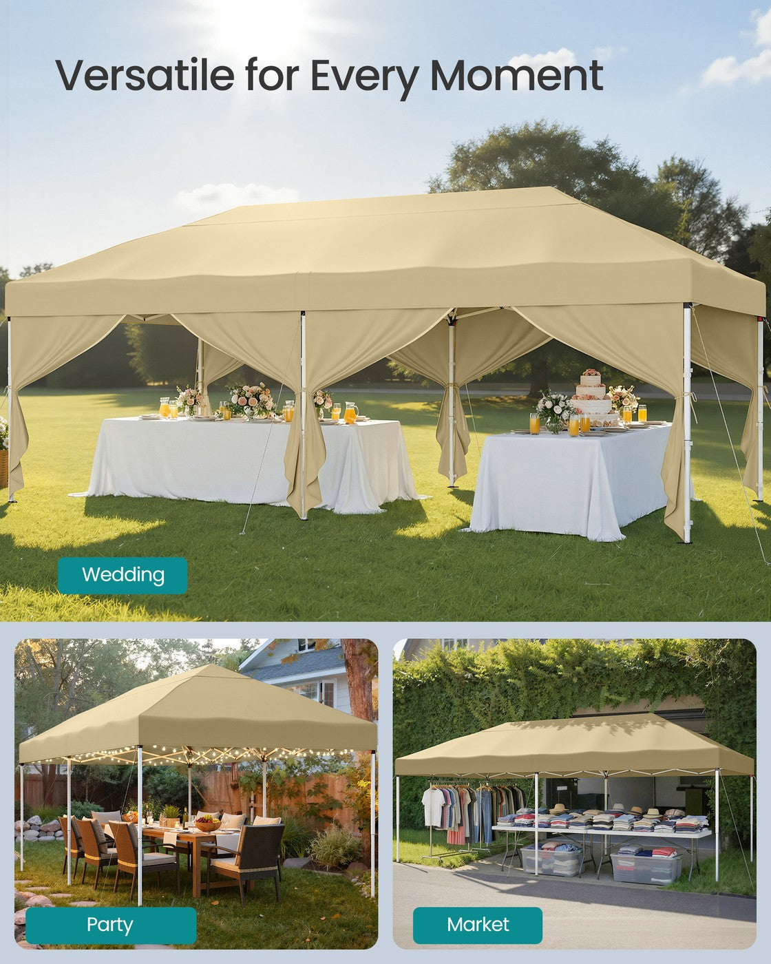 Pop Up Gazebo - 30L - Steel - UV Protection