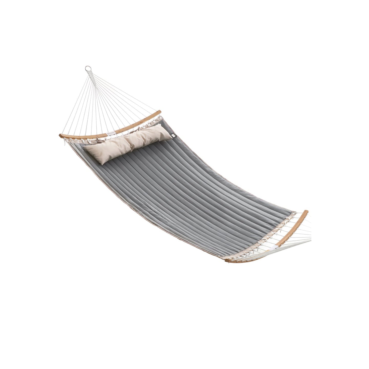 Double Hammock - Oxford Fabric - Gray - Padded with Detachable Bamboo Spreader Bars and Pillow