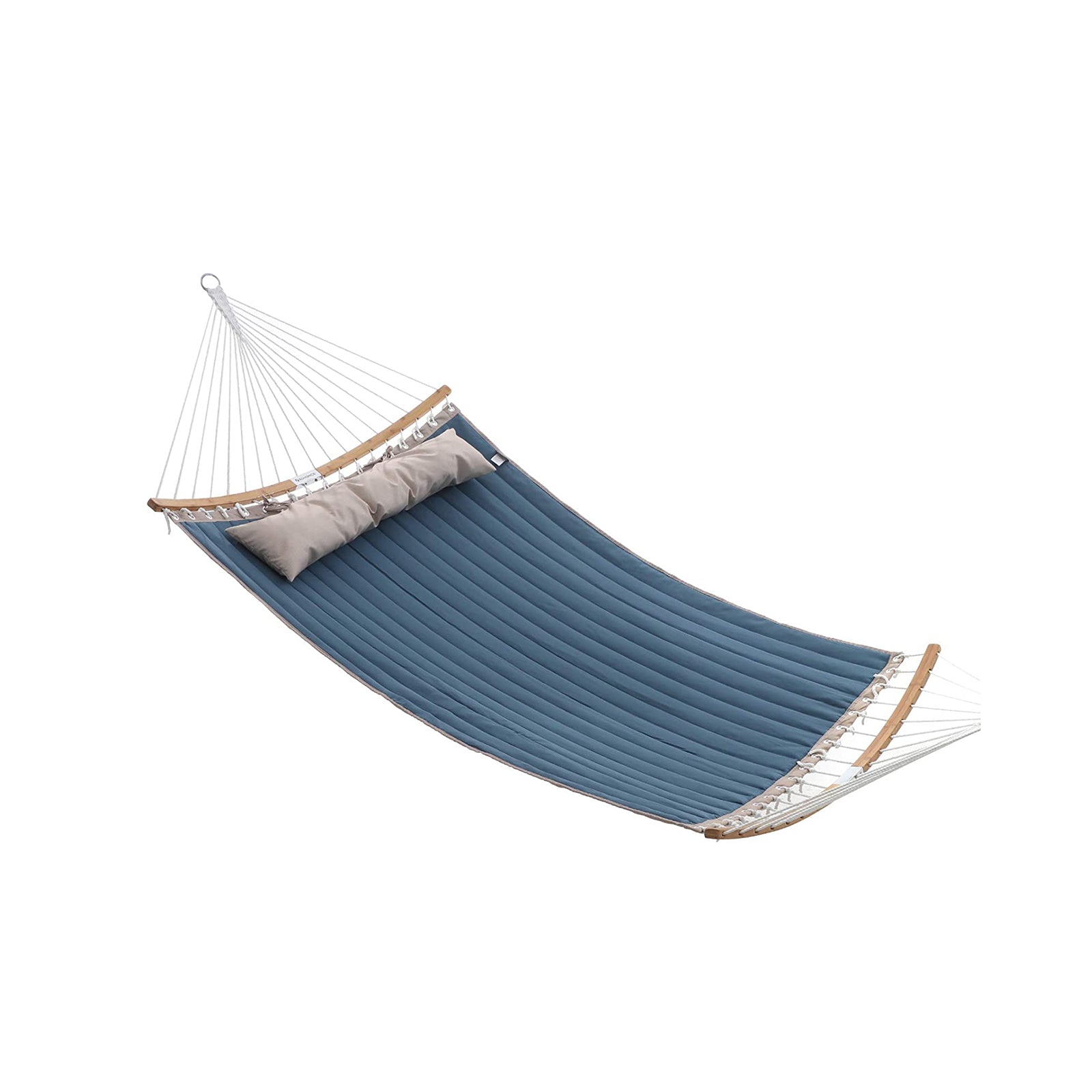 Double Hammock - Oxford Fabric - Blue - Quilted with Pillow and Bamboo Spreader Bars