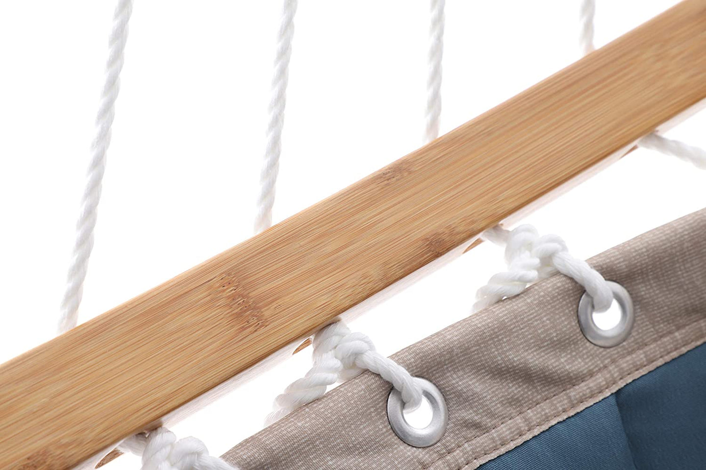 Double Hammock - Oxford Fabric - Blue - Quilted with Pillow and Bamboo Spreader Bars
