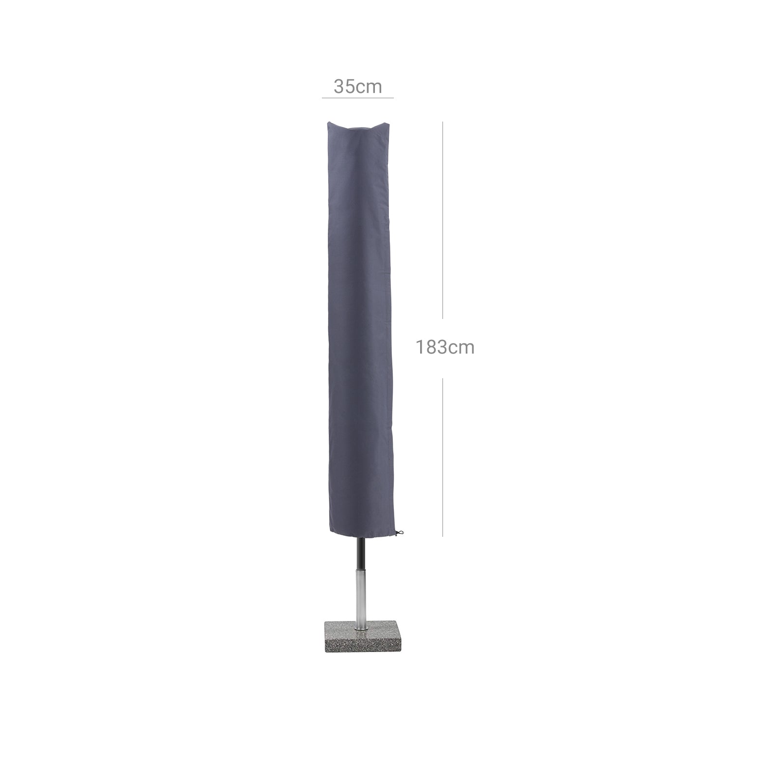Parasol Umbrella Cover - Waterproof 600D Oxford Fabric - Dark Grey - Includes Rod and Zipper
