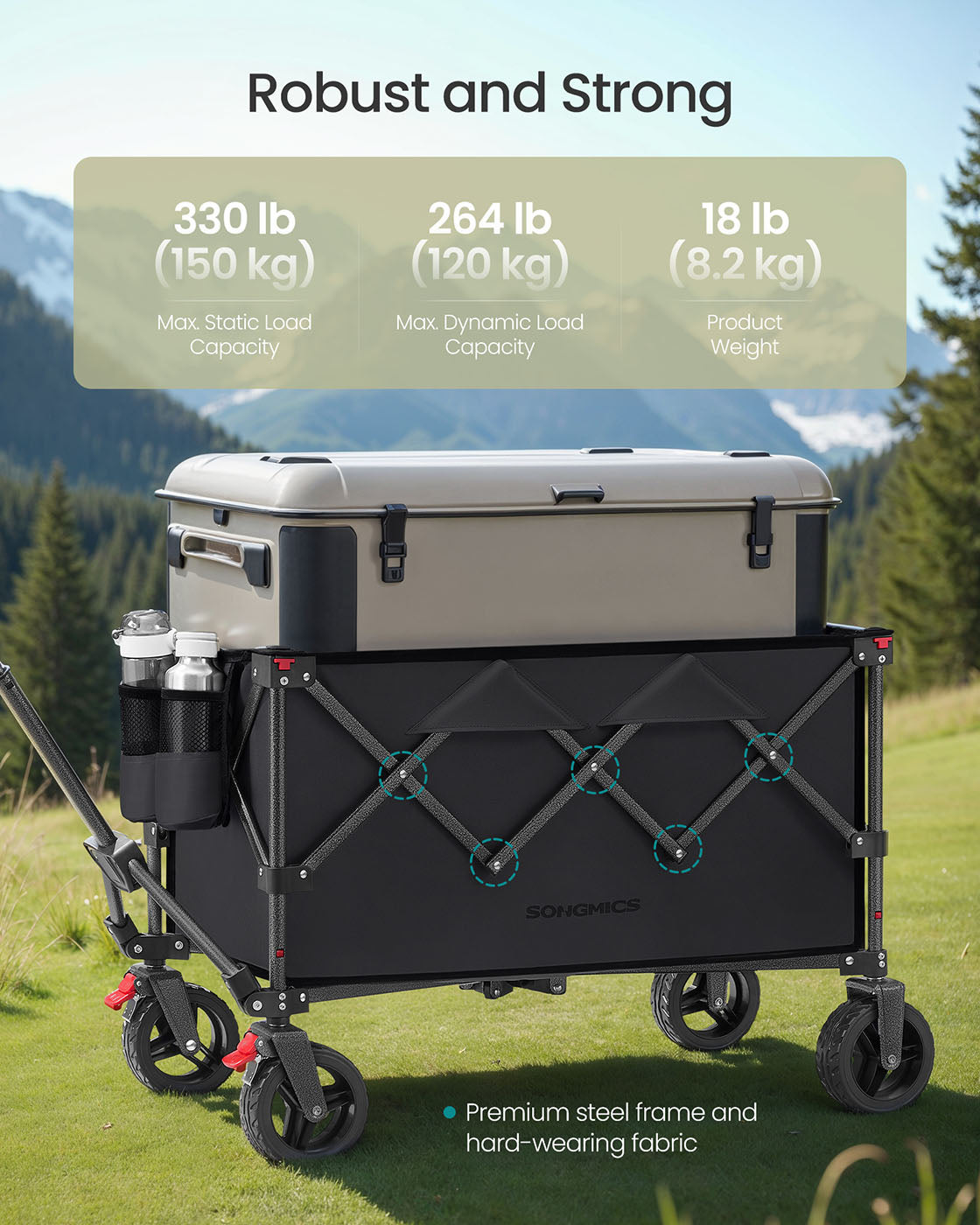 Foldable Trolley - Fabric - Ink Black - 150 L Capacity