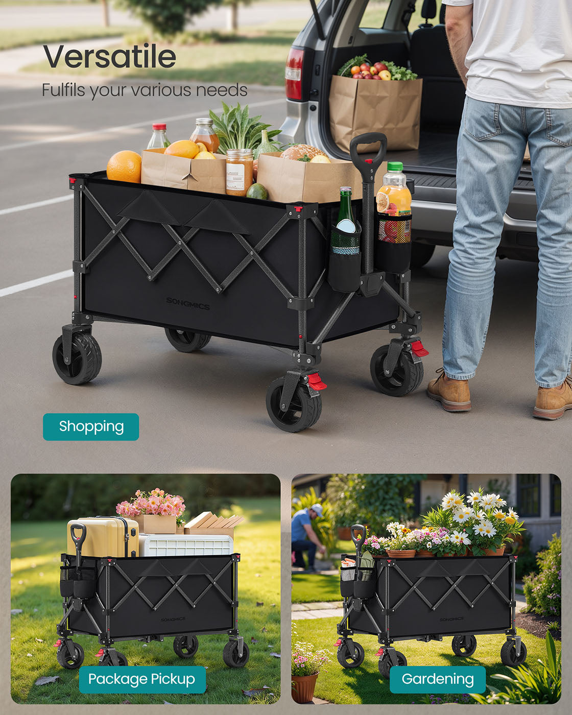 Foldable Trolley - Fabric - Ink Black - 150 L Capacity