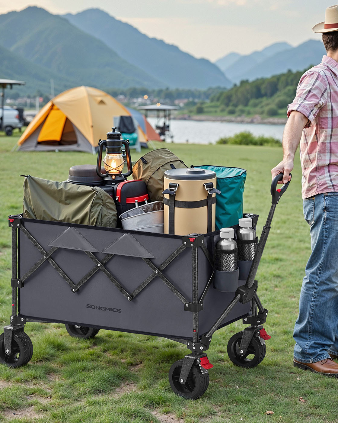 Foldable Trolley - Metal - Slate Grey - 150 L Capacity