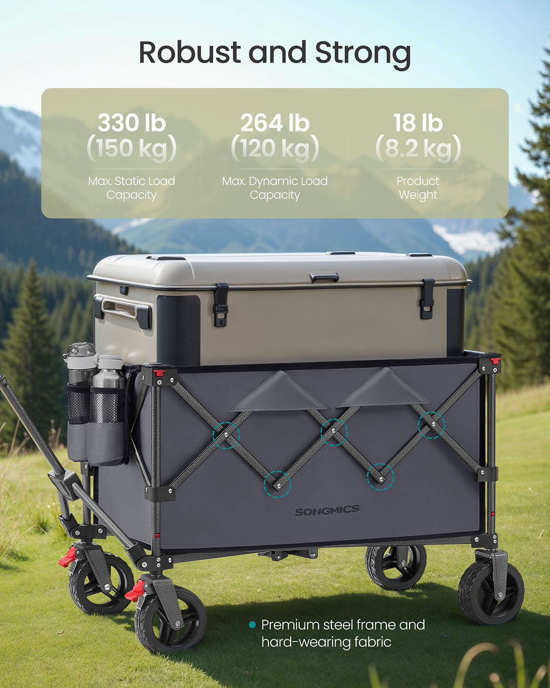 Foldable Trolley - Metal - Slate Grey - 150 L Capacity
