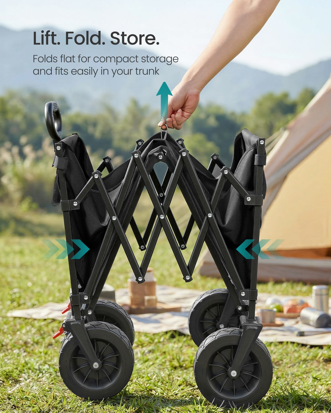 Foldable Camping Cart - Steel - Ink Black - with Adjustable Handle