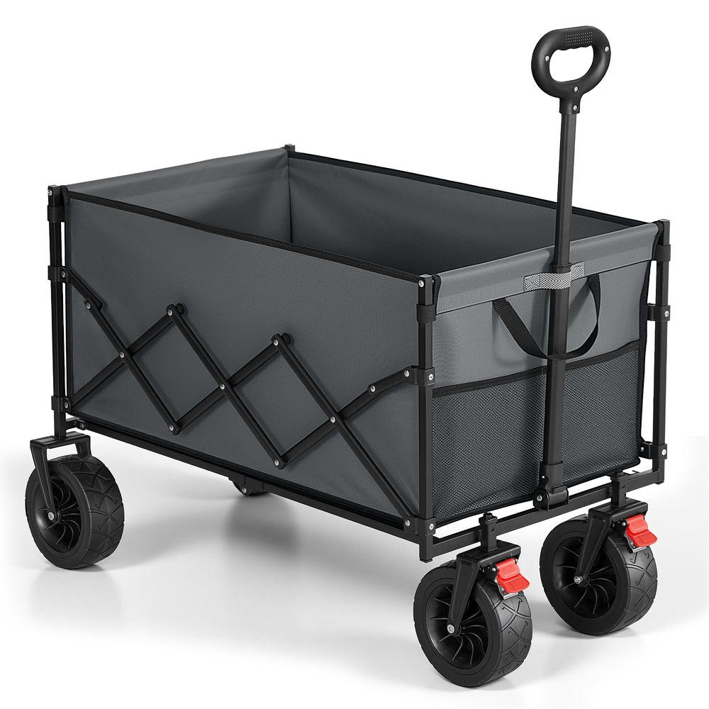Foldable Camping Cart - Steel - Dove Grey - with Adjustable Handle