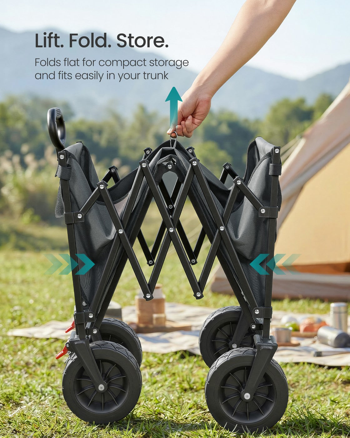 Foldable Camping Cart - Steel - Dove Grey - with Adjustable Handle