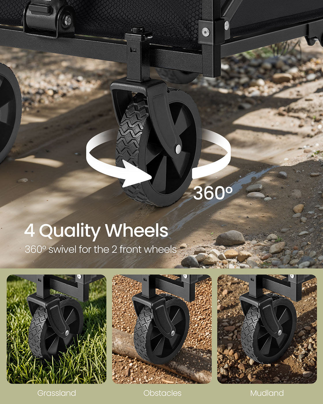 Foldable Camping Trolley - Fabric - Ink Black