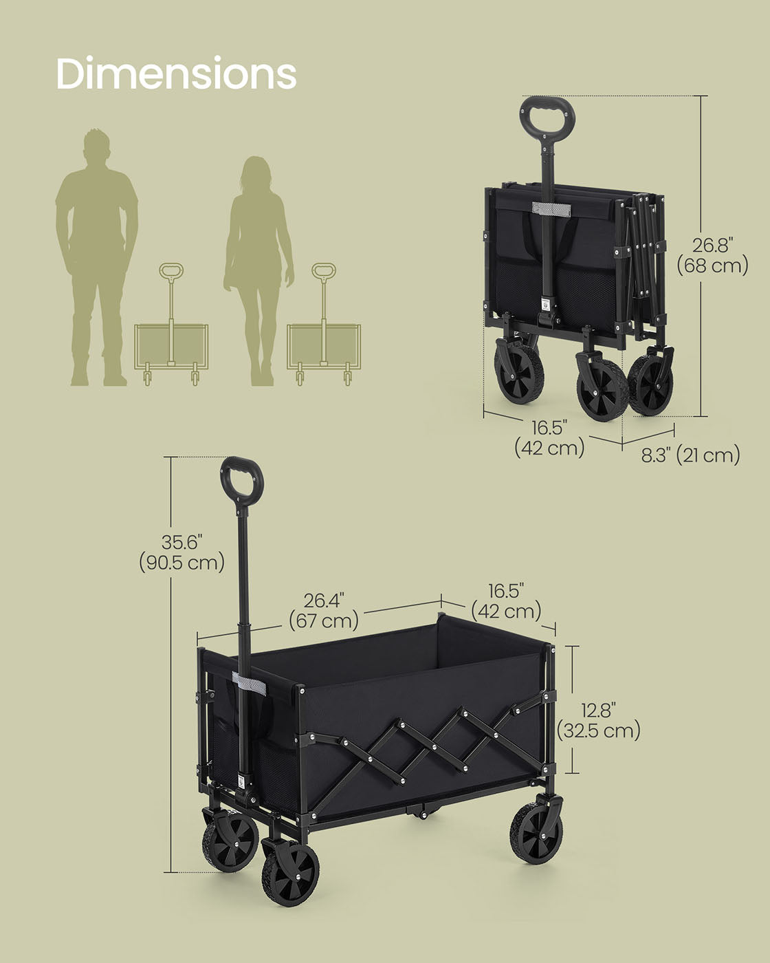 Foldable Camping Trolley - Fabric - Ink Black