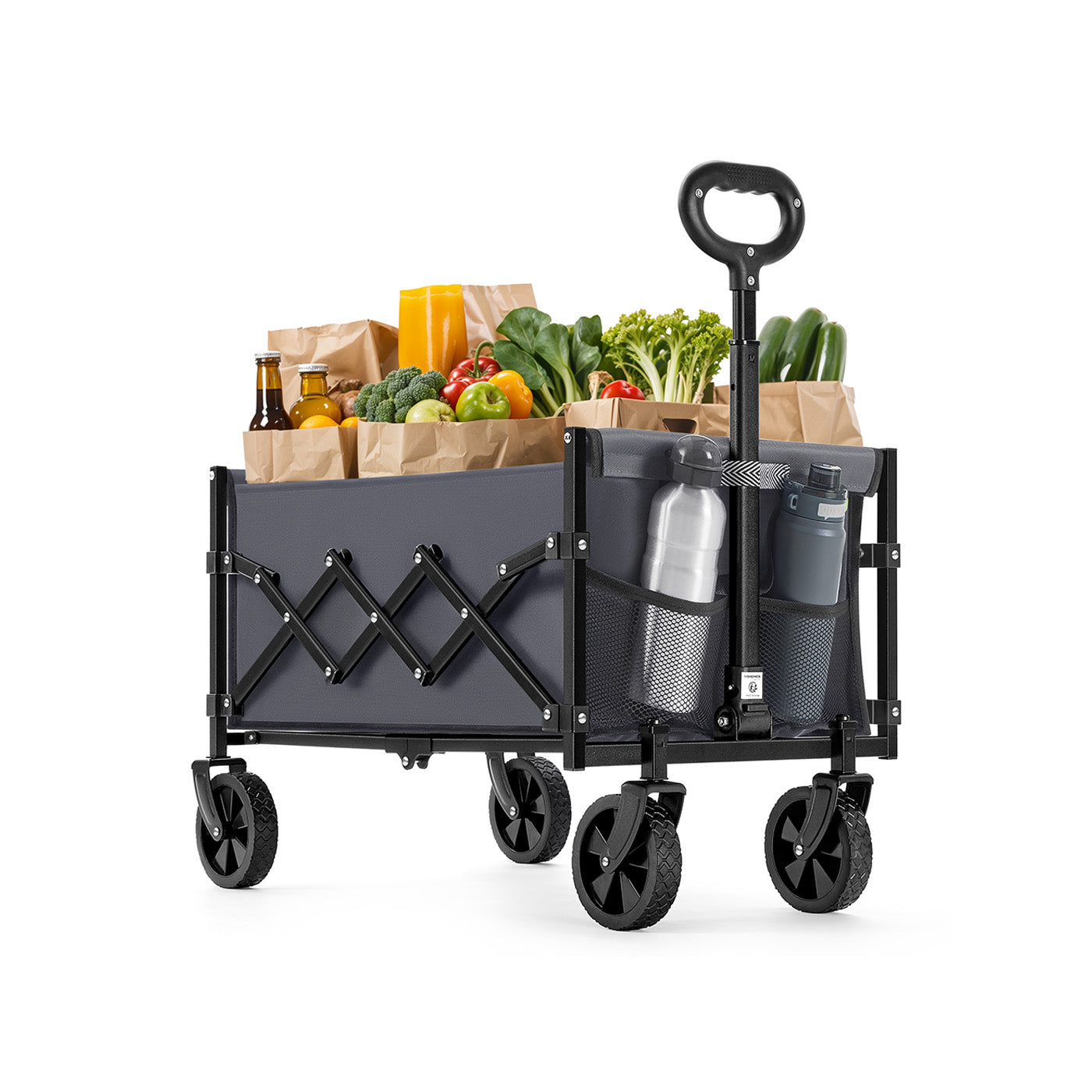 Foldable Camping Trolley - Steel - Slate Grey - 4 Reinforced Wheels