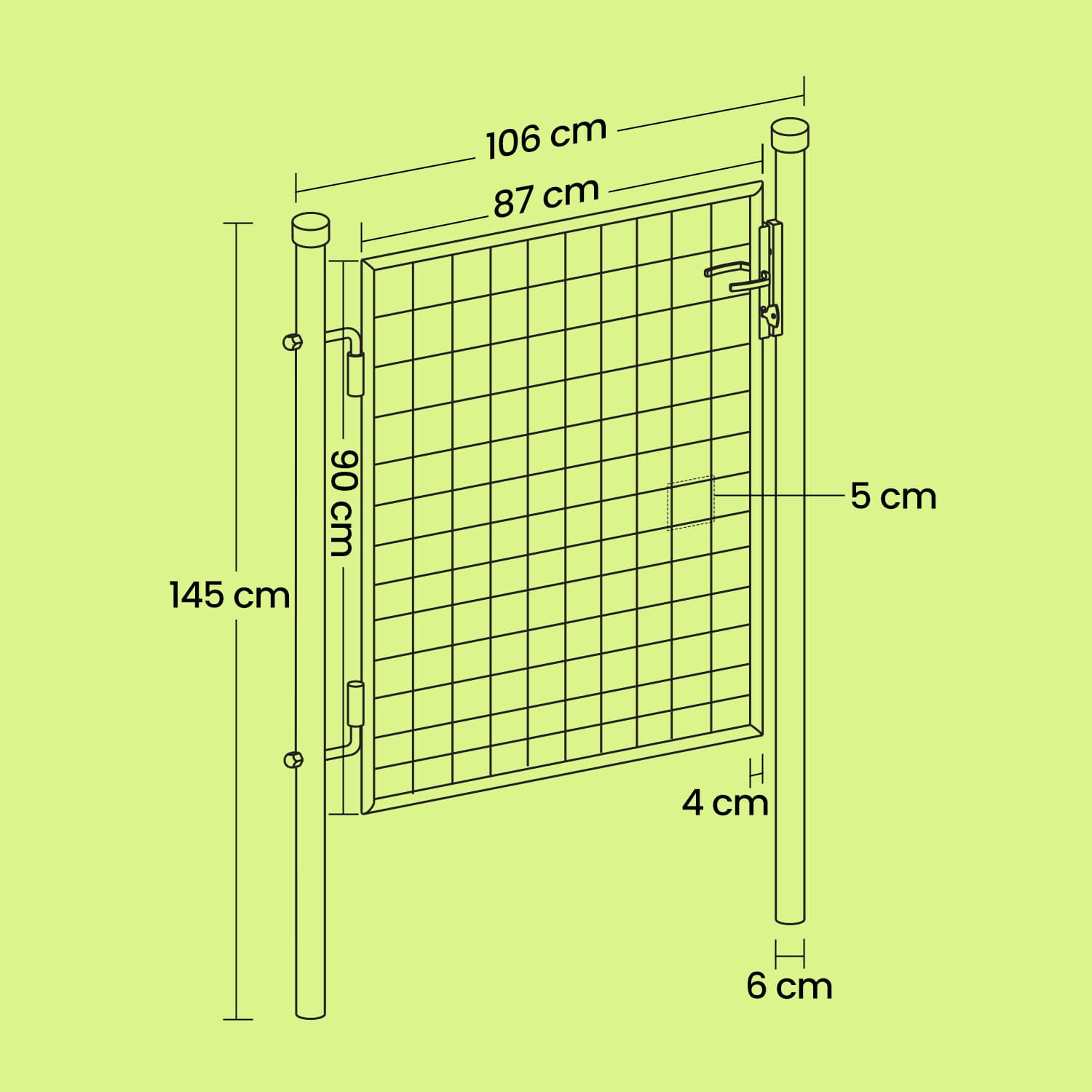 Garden Door - Metal - Green - Lockable Outdoor Gate with Fence