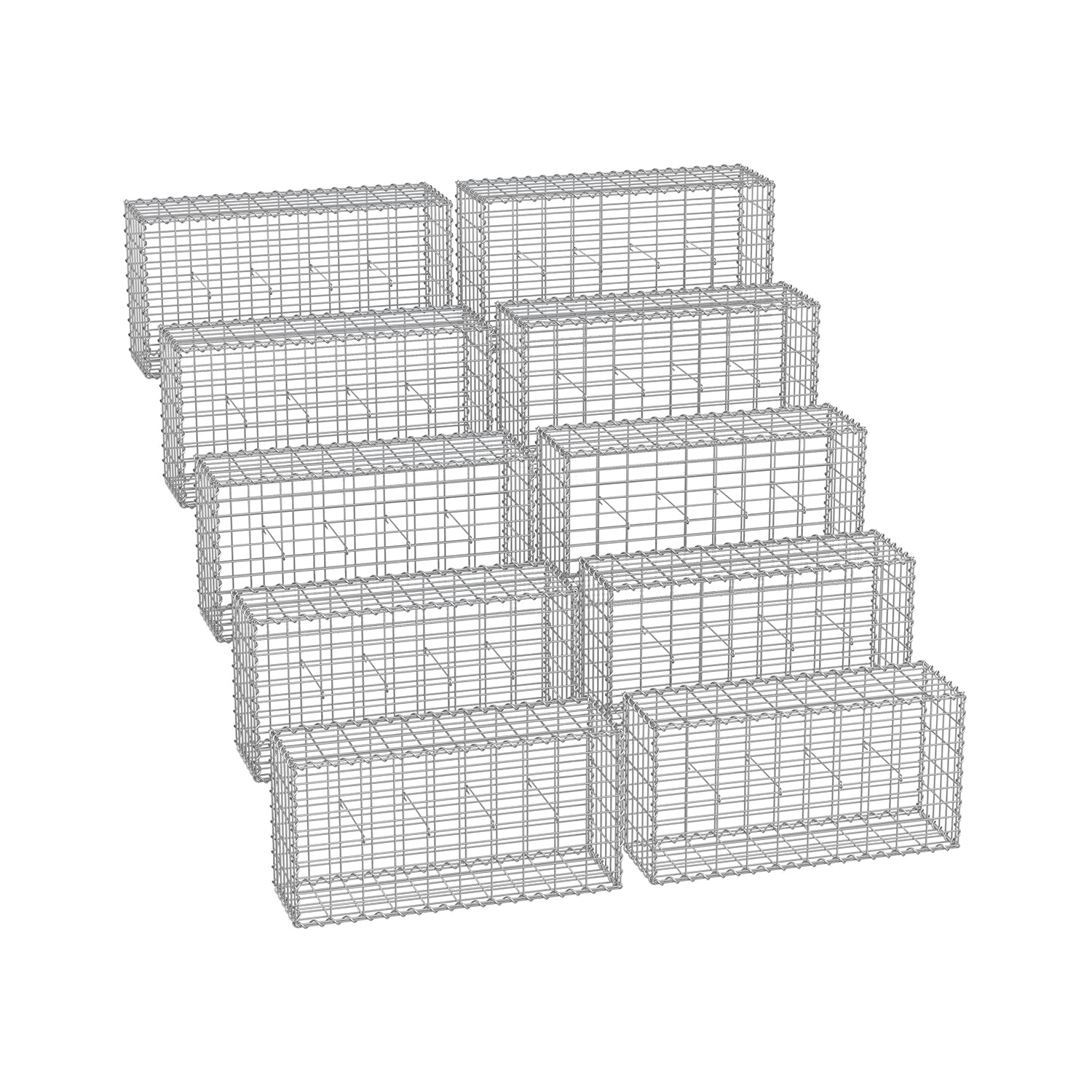 Gabion Cage - 100 x 50 x 30 cm - Stone Retaining Structure - Galvanized Wire
