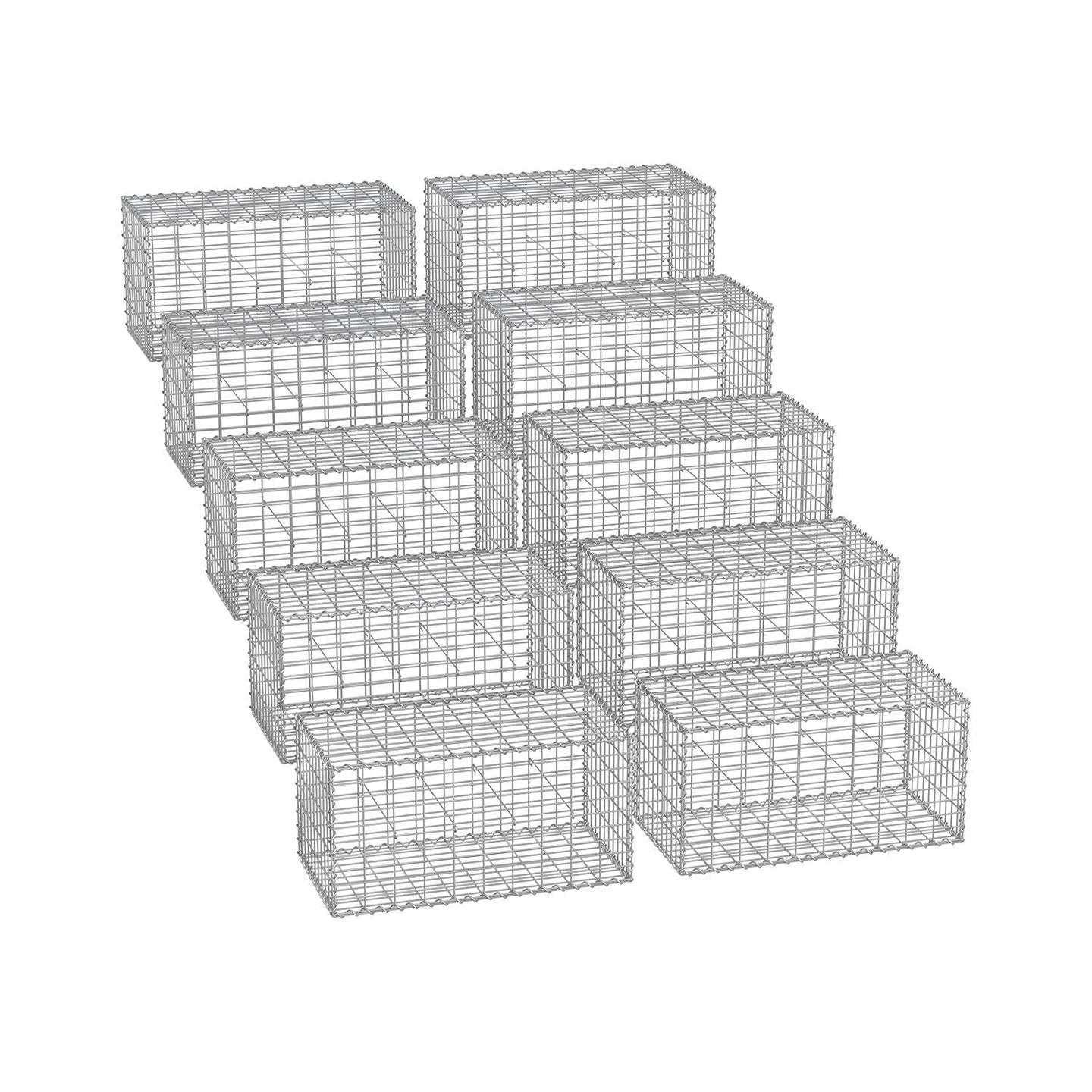Metal Gabion Cages - Steel - Silver - Garden Fence Stone Basket 100 x 50 x 50 cm