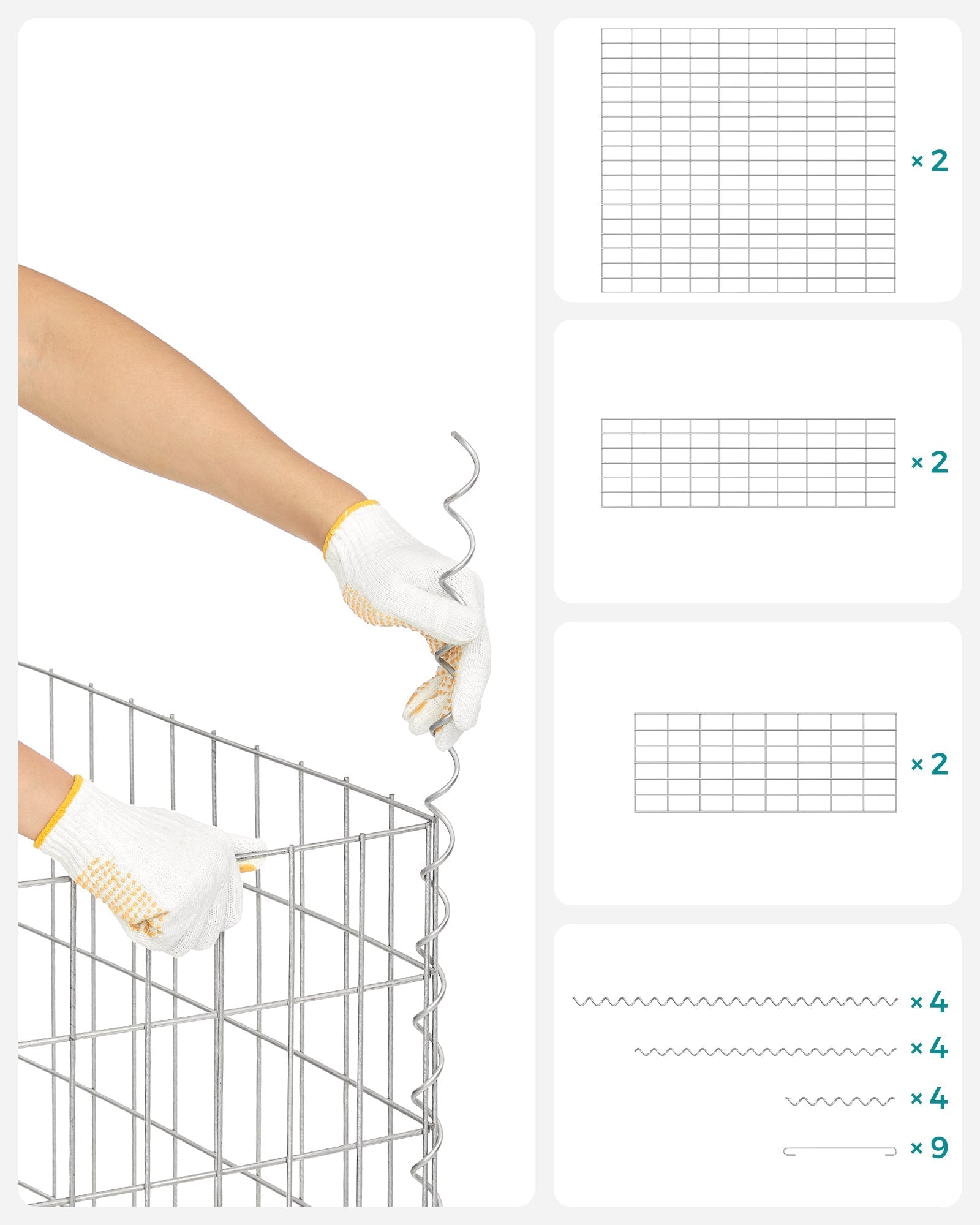 Gabion Cage - 100 x 80 x 30 cm - Galvanized Steel - 5 x 10 cm Mesh for Stones