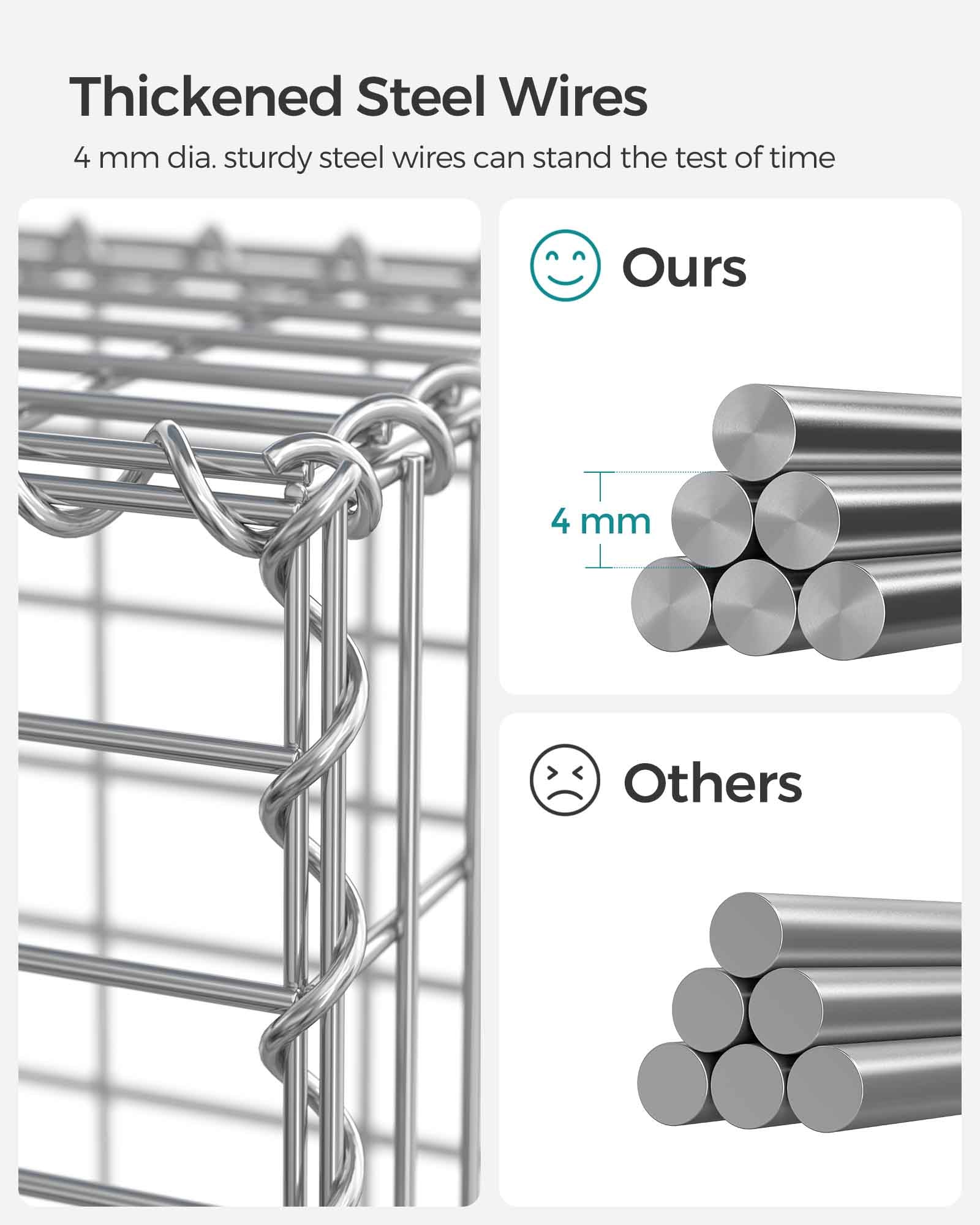 Gabion Wire Basket - 100 x 30 x 30 cm - Galvanized Steel - 4 mm Wire Diameter