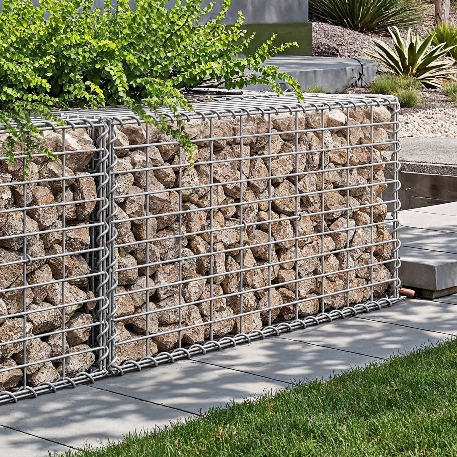 Metal Gabion Basket - Mesh - Silver - Set of 5 for Garden Fence Wall Partition
