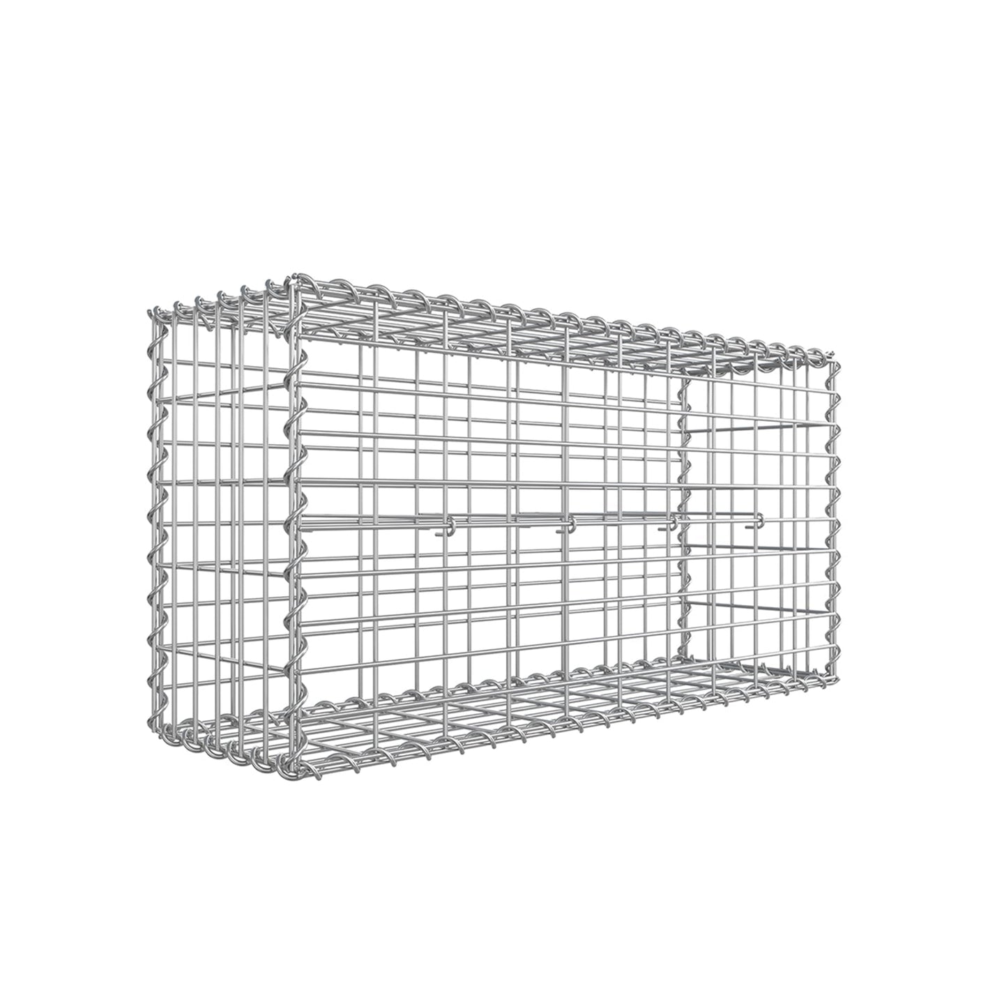 Gabion Basket - Galvanized Metal - Silver - Durable Wire Mesh 10 x 5 cm