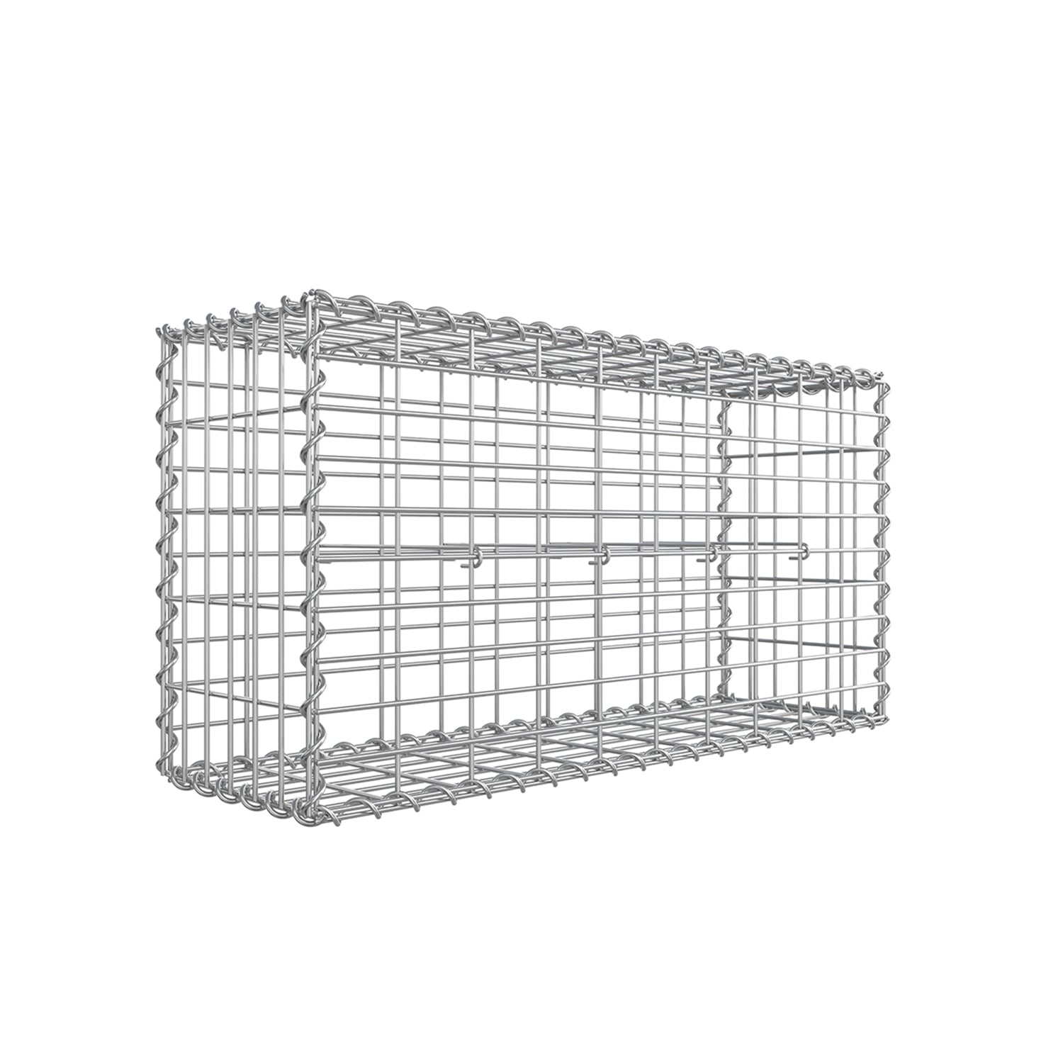 Gabion Basket - Galvanized Metal - Silver - Durable Wire Mesh 10 x 5 cm