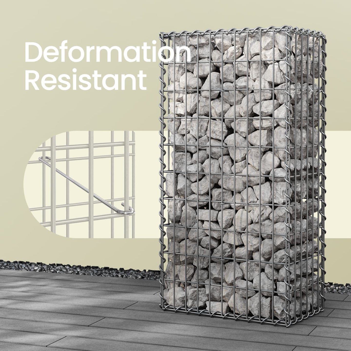 Metal Gabion Basket - Mesh - Silver - Set of 10