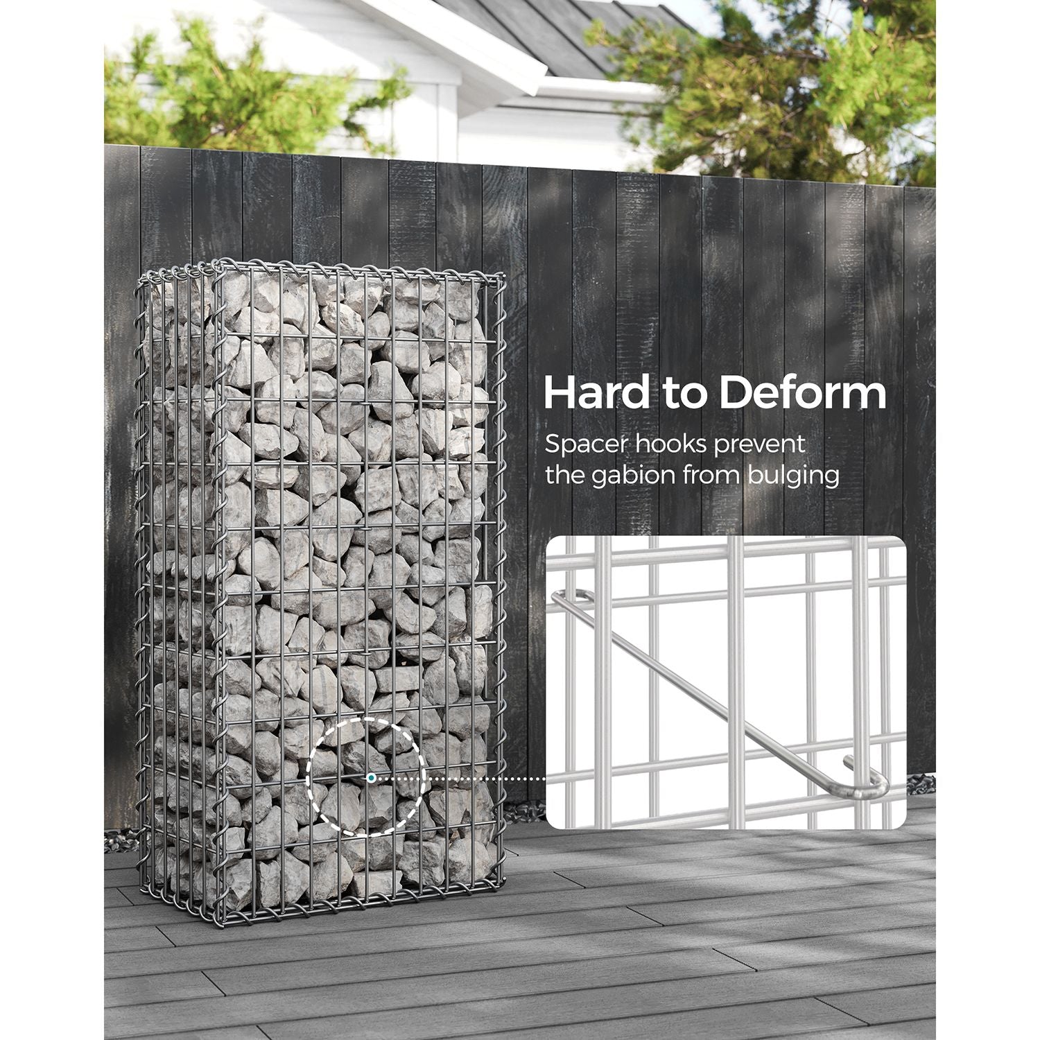 Gabion Basket - Galvanized Metal - Silver - Durable Wire Mesh 10 x 5 cm