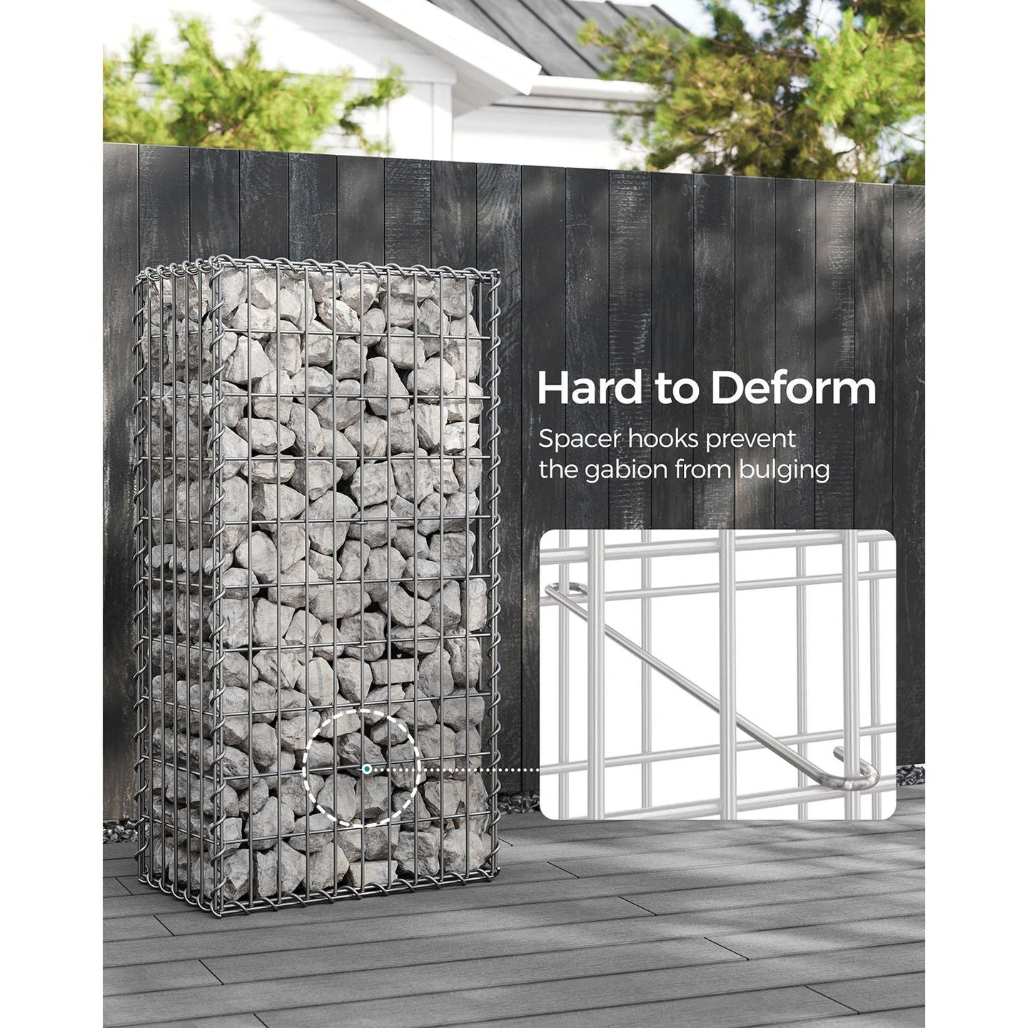 Gabion Basket - Galvanized Metal - Silver - Durable Wire Mesh 10 x 5 cm
