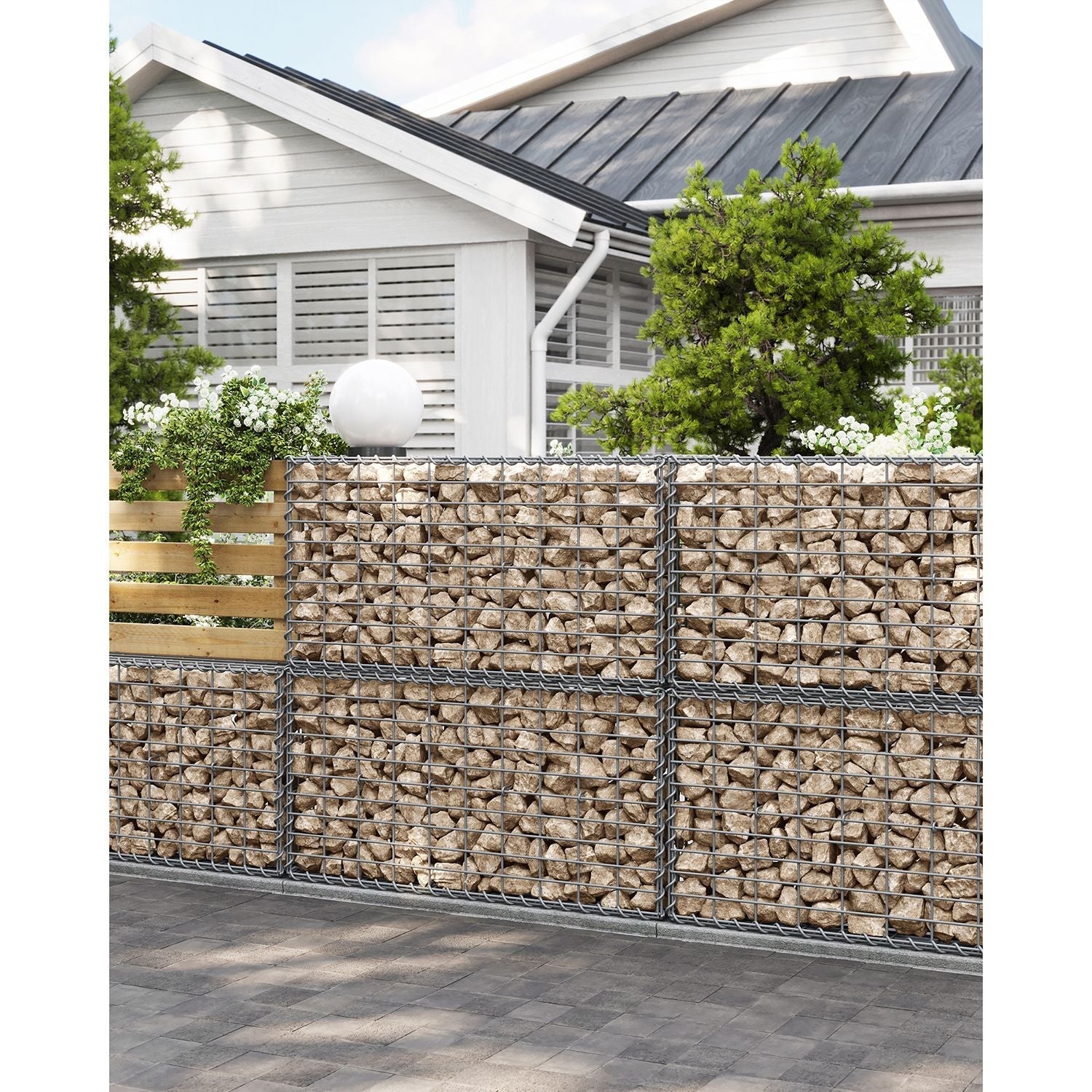 Gabion Basket - Galvanized Metal - Silver - Durable Wire Mesh 10 x 5 cm