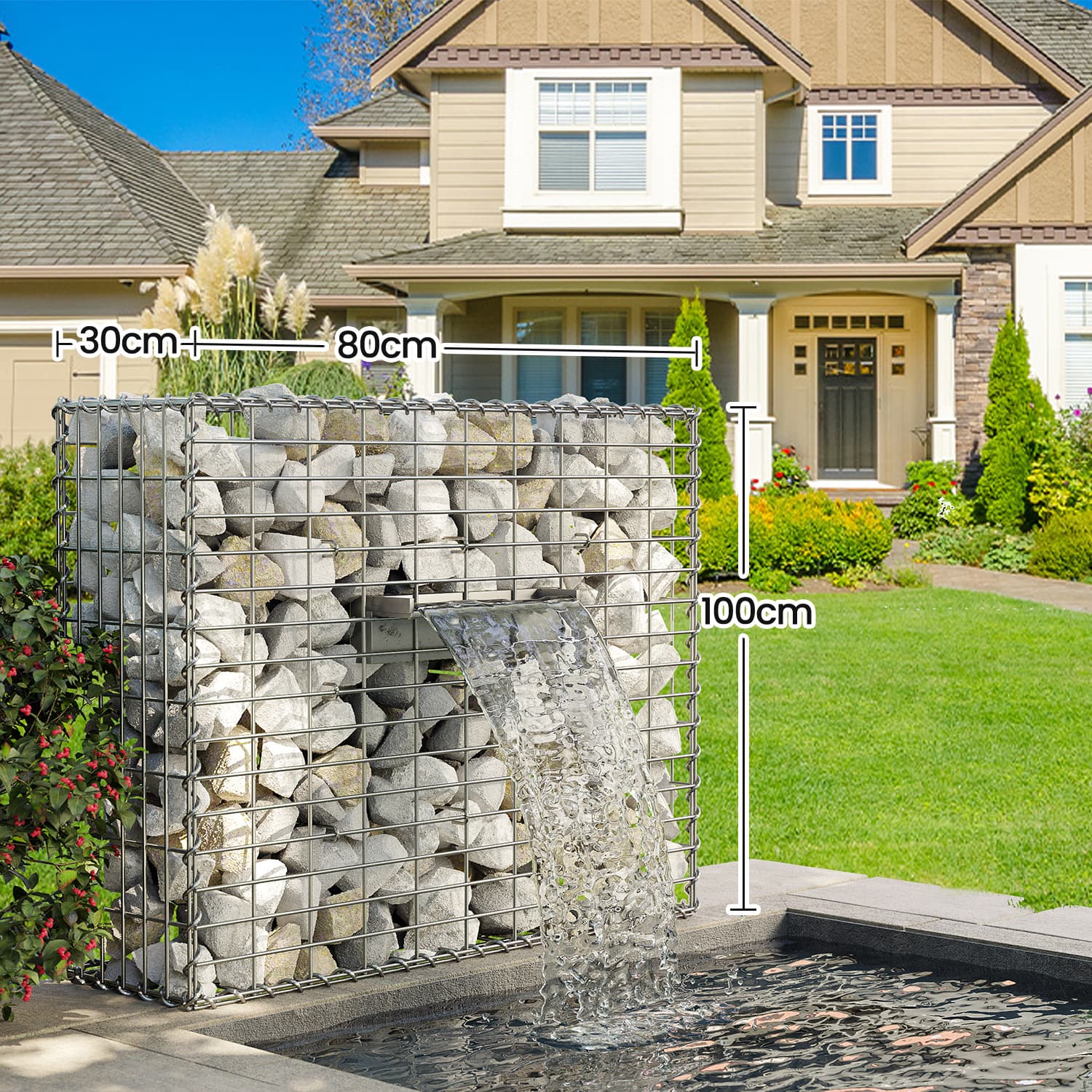 Metal Gabion Cage Basket - 100 x 80 x 30 cm - Galvanized Steel - Set of 5 with 5 x 10 cm Mesh for Stones