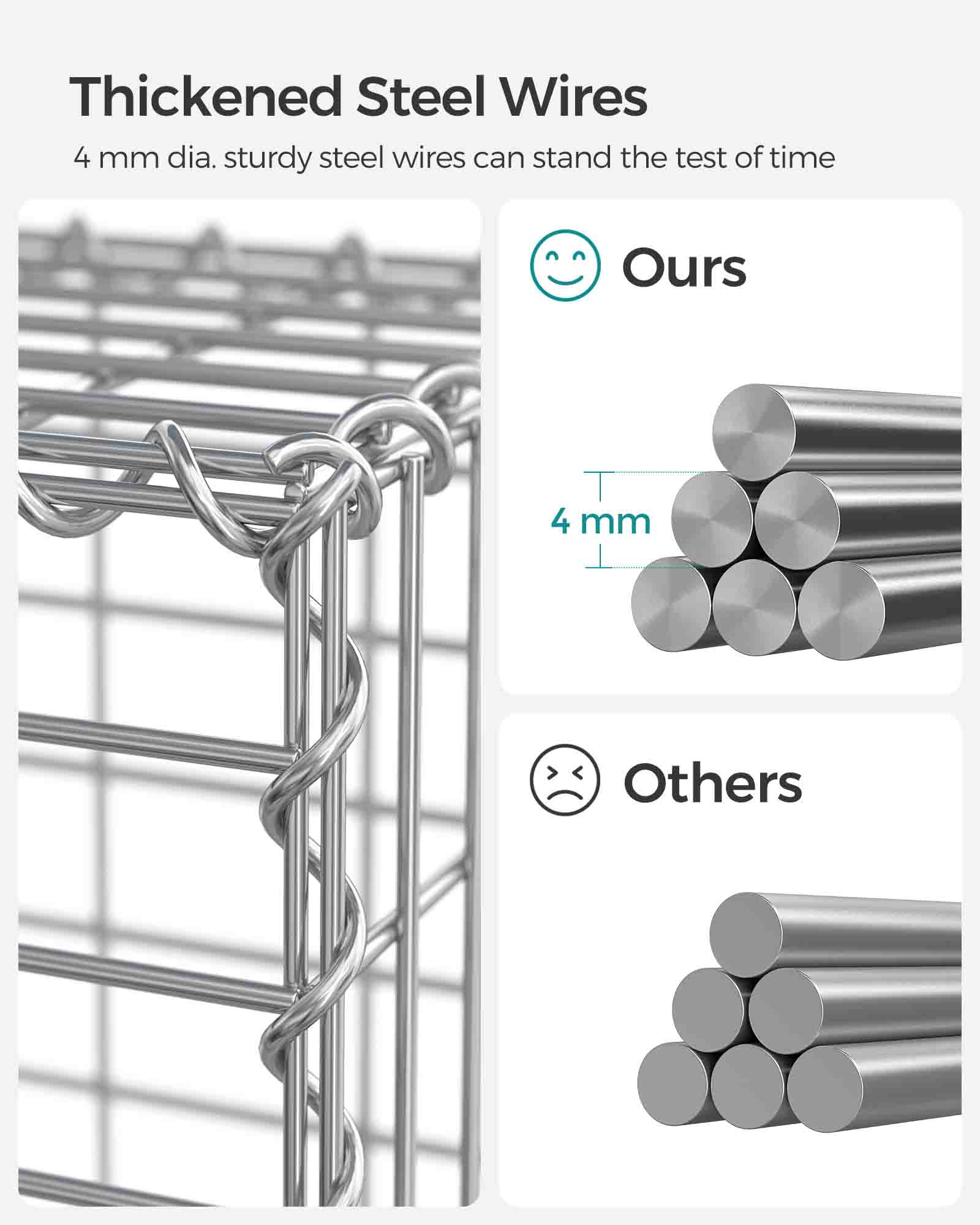 Gabion - Galvanized Steel - Silver - 100 x 80 x 30 cm