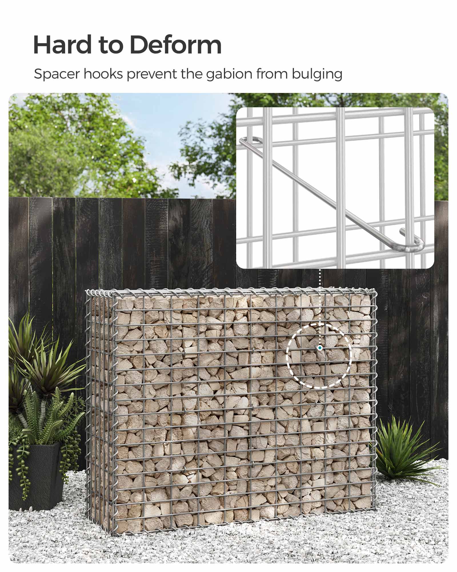 Gabion - Galvanized Steel - Silver - 100 x 80 x 30 cm