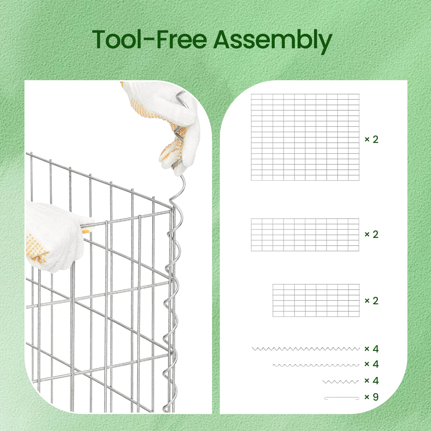 Metal Gabion Cage Basket - 100 x 80 x 30 cm - Galvanized Steel - Set of 3 with 10 x 5 cm Mesh for Stones
