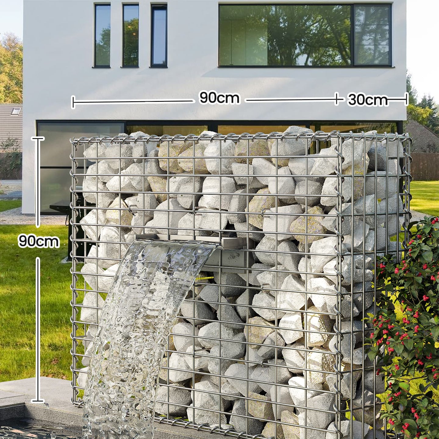 Gabion Baskets - Metal - Silver - Set of 4 with 5 x 10 cm Mesh for Stones and Garden Fencing