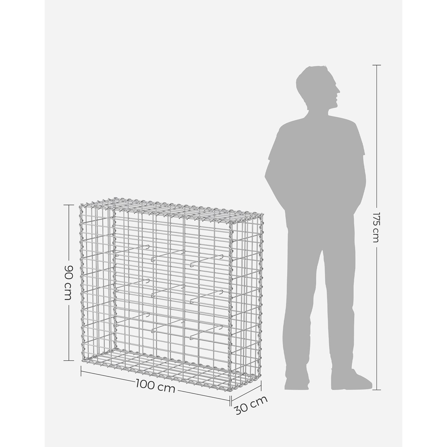 Gabion - 100 x 95 x 30 cm - Galvanized Wire