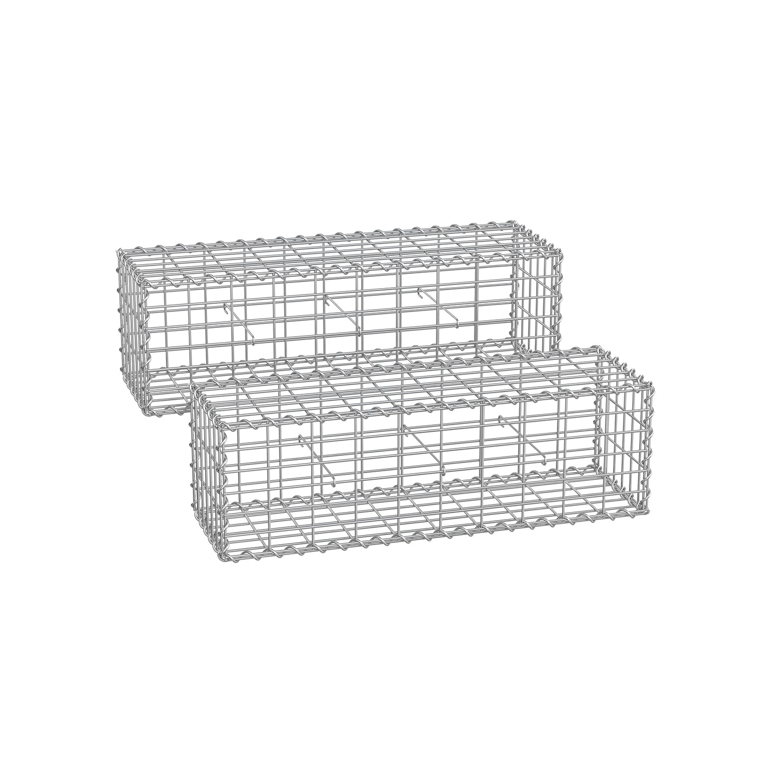 Gabion Cage - Galvanized Metal - Silver - 100 x 30 x 30 cm with 10 x 5 cm Mesh