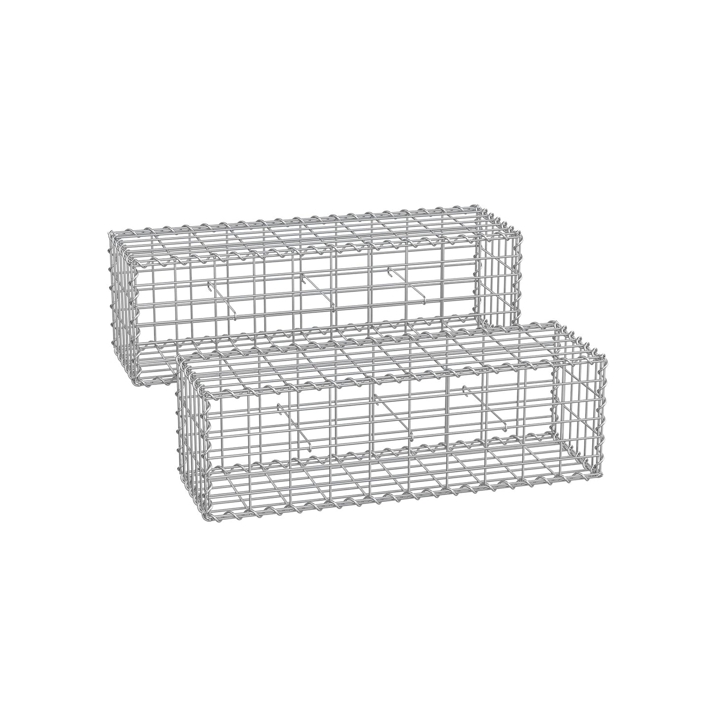 Gabion Cage - Galvanized Metal - Silver - 100 x 30 x 30 cm with 10 x 5 cm Mesh