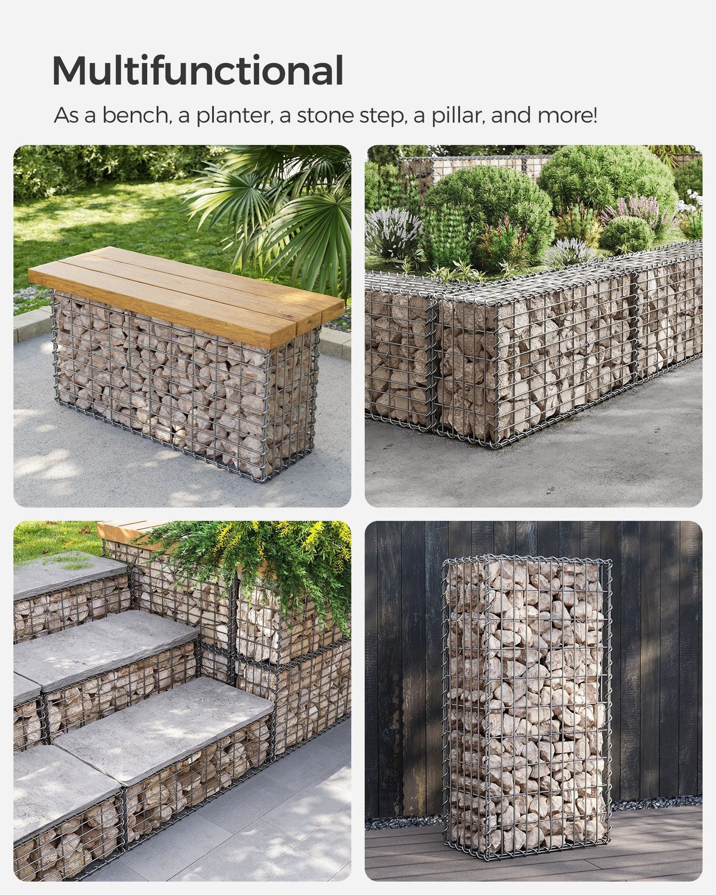 Gabion Cage - 100 x 50 x 30 cm - Stone Retaining Structure - Galvanized Wire