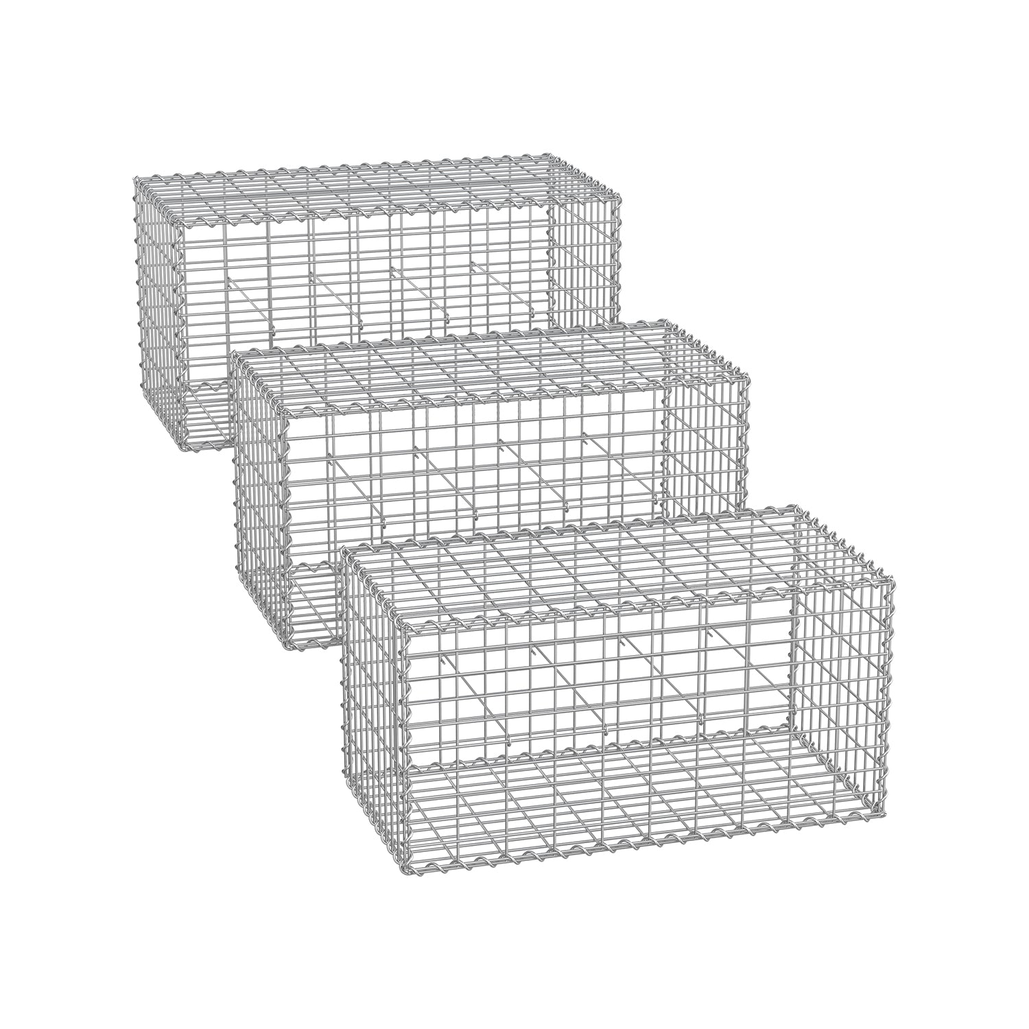Metal Gabion Cages - Steel - Silver - Garden Fence Stone Basket 100 x 50 x 50 cm