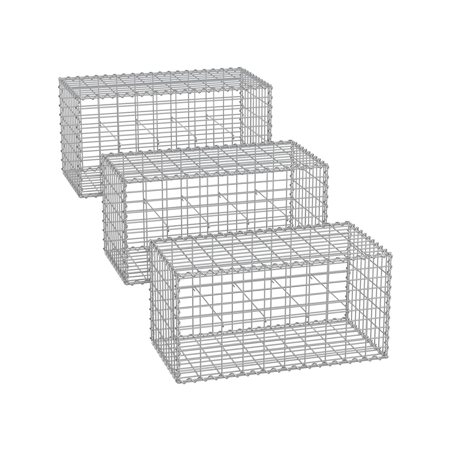 Metal Gabion Cages - Steel - Silver - Garden Fence Stone Basket 100 x 50 x 50 cm