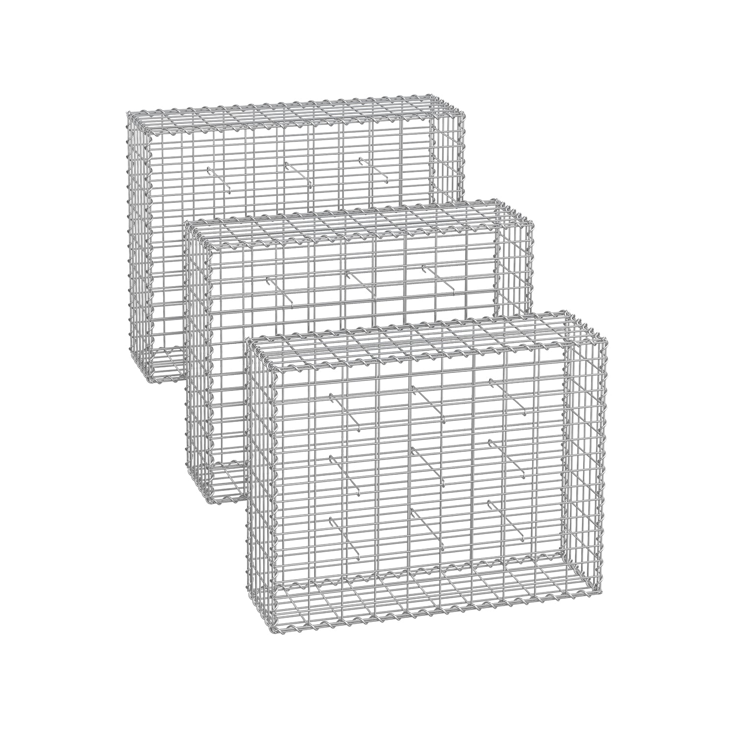 Gabion Cage - 100 x 80 x 30 cm - Galvanized Metal - Durable Wire Mesh 10 x 5 cm