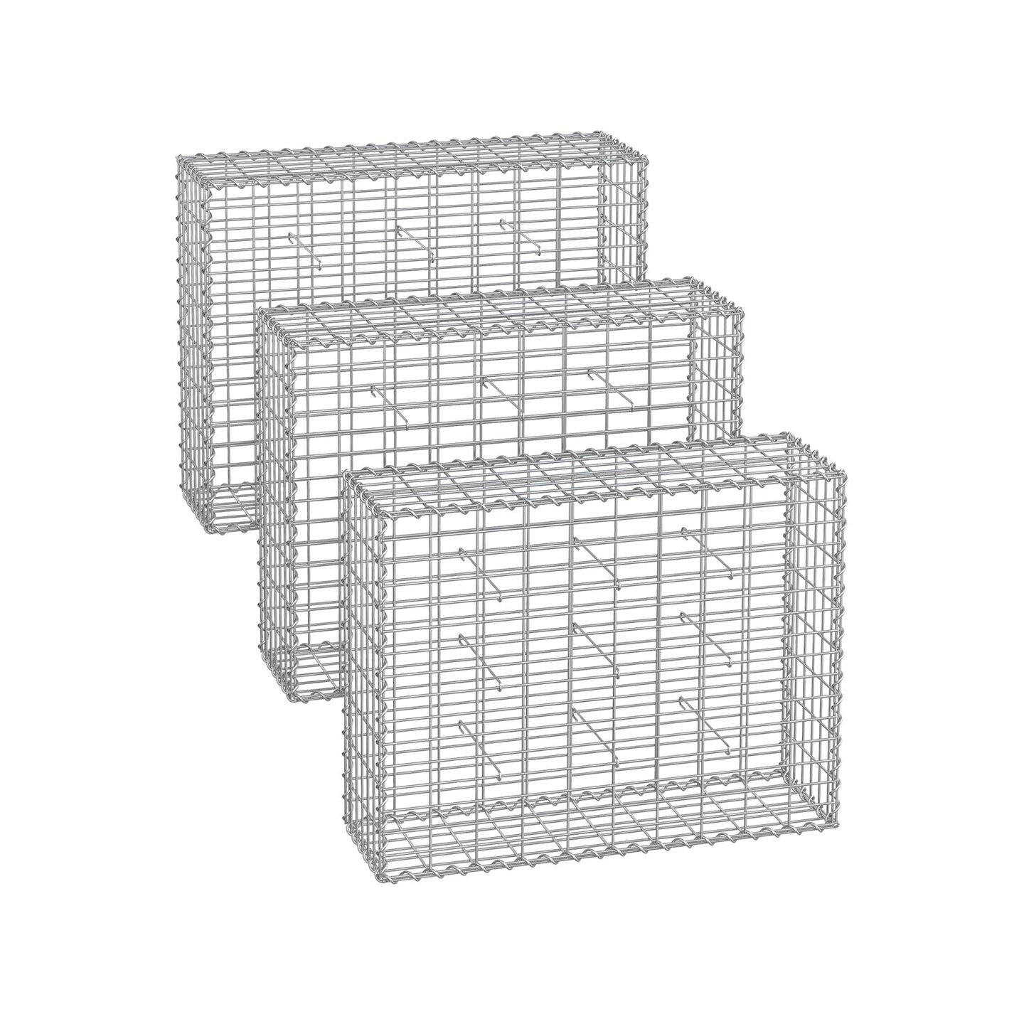 Gabion Cage - 100 x 80 x 30 cm - Galvanized Metal - Durable Wire Mesh 10 x 5 cm