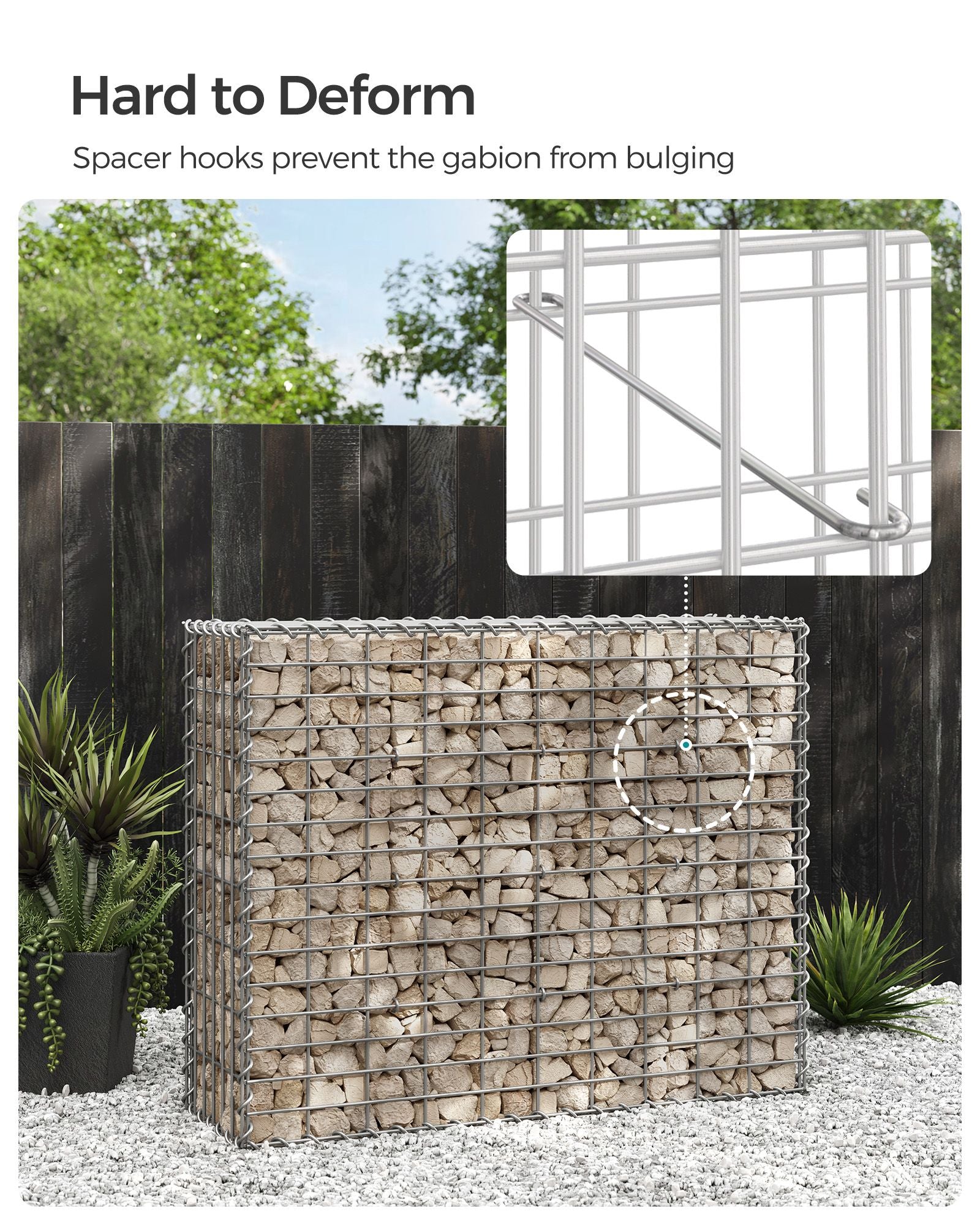 Gabion Cage - 100 x 80 x 30 cm - Galvanized Metal - Durable Wire Mesh 10 x 5 cm