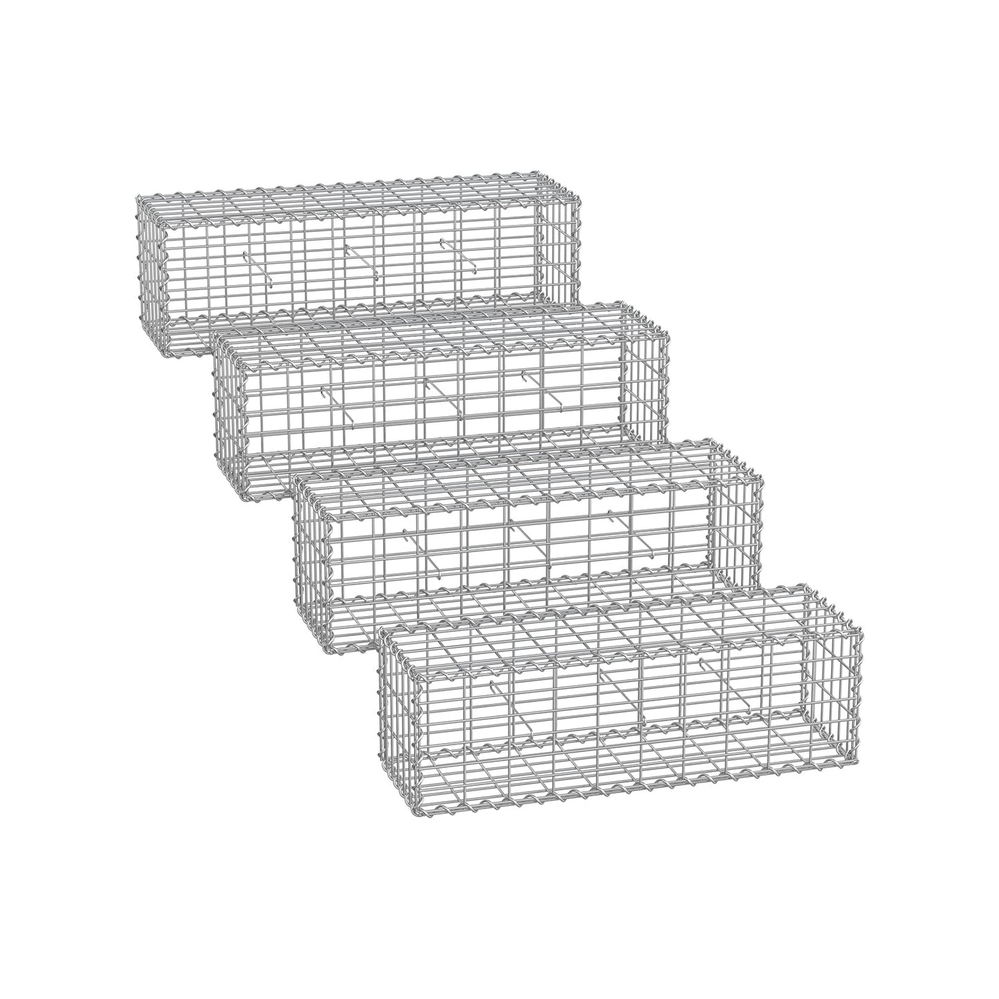 Gabion Cage - Galvanized Metal - Silver - 100 x 30 x 30 cm with 10 x 5 cm Mesh