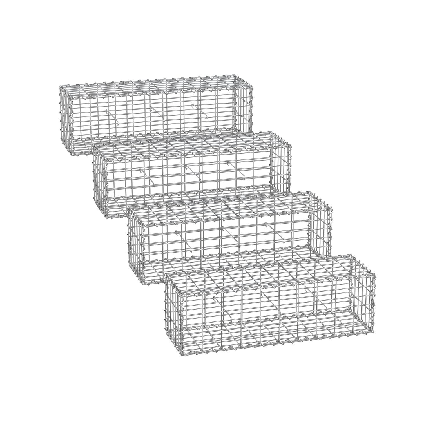 Gabion Cage - Galvanized Metal - Silver - 100 x 30 x 30 cm with 10 x 5 cm Mesh