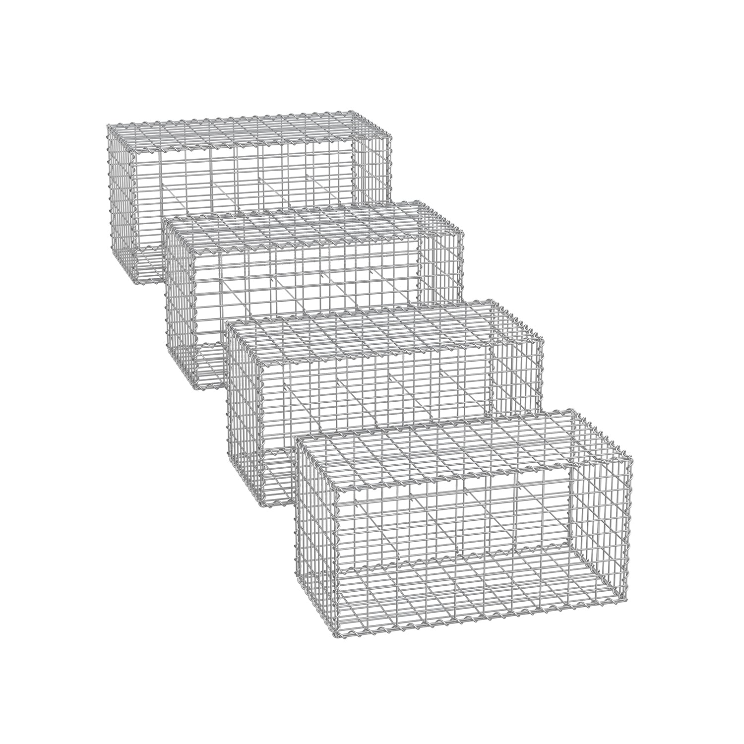 Metal Gabion Cages - Steel - Silver - Garden Fence Stone Basket 100 x 50 x 50 cm