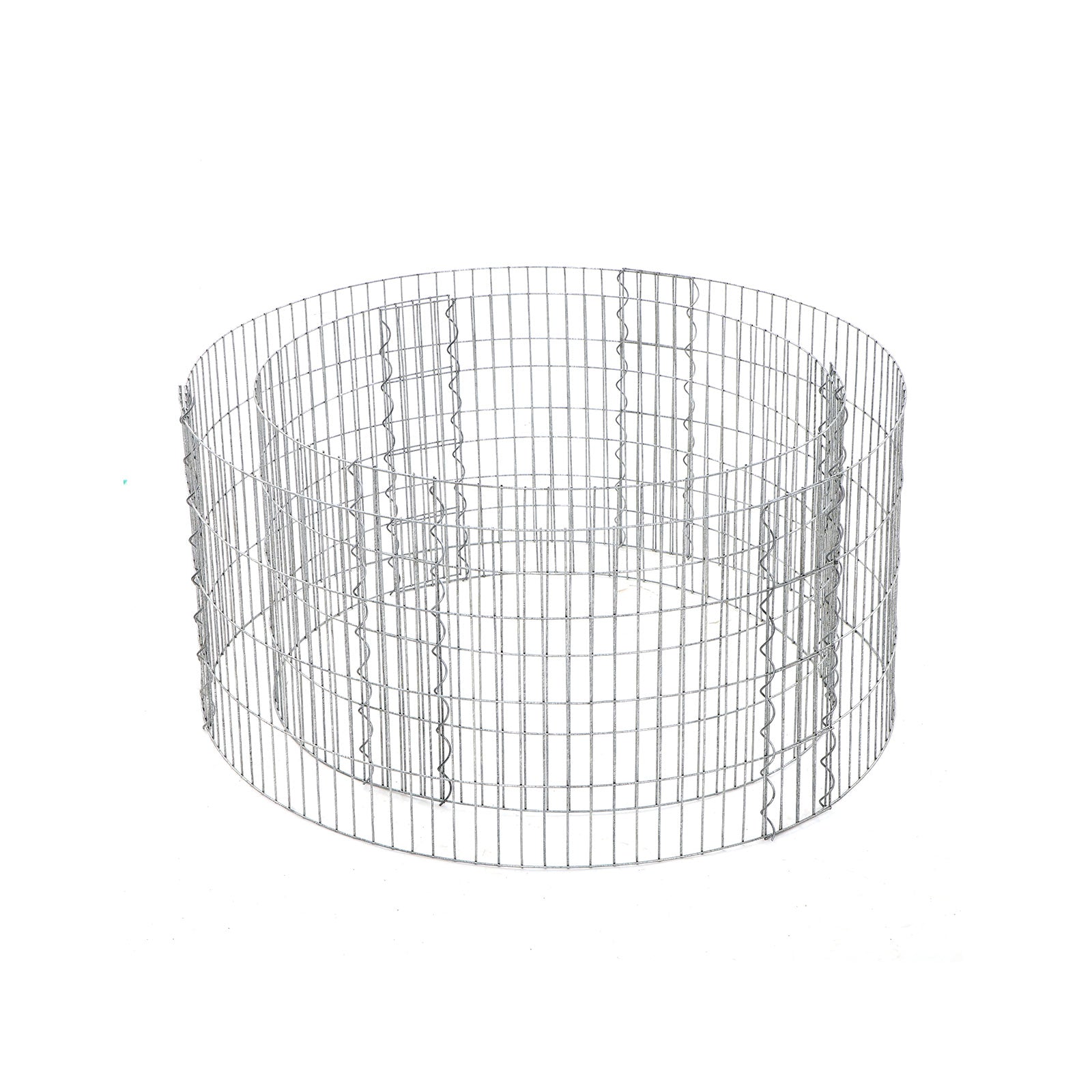 Round Metal Gabion Cage - Galvanised Steel - Silver - Rust-Resistant for Garden Decoration