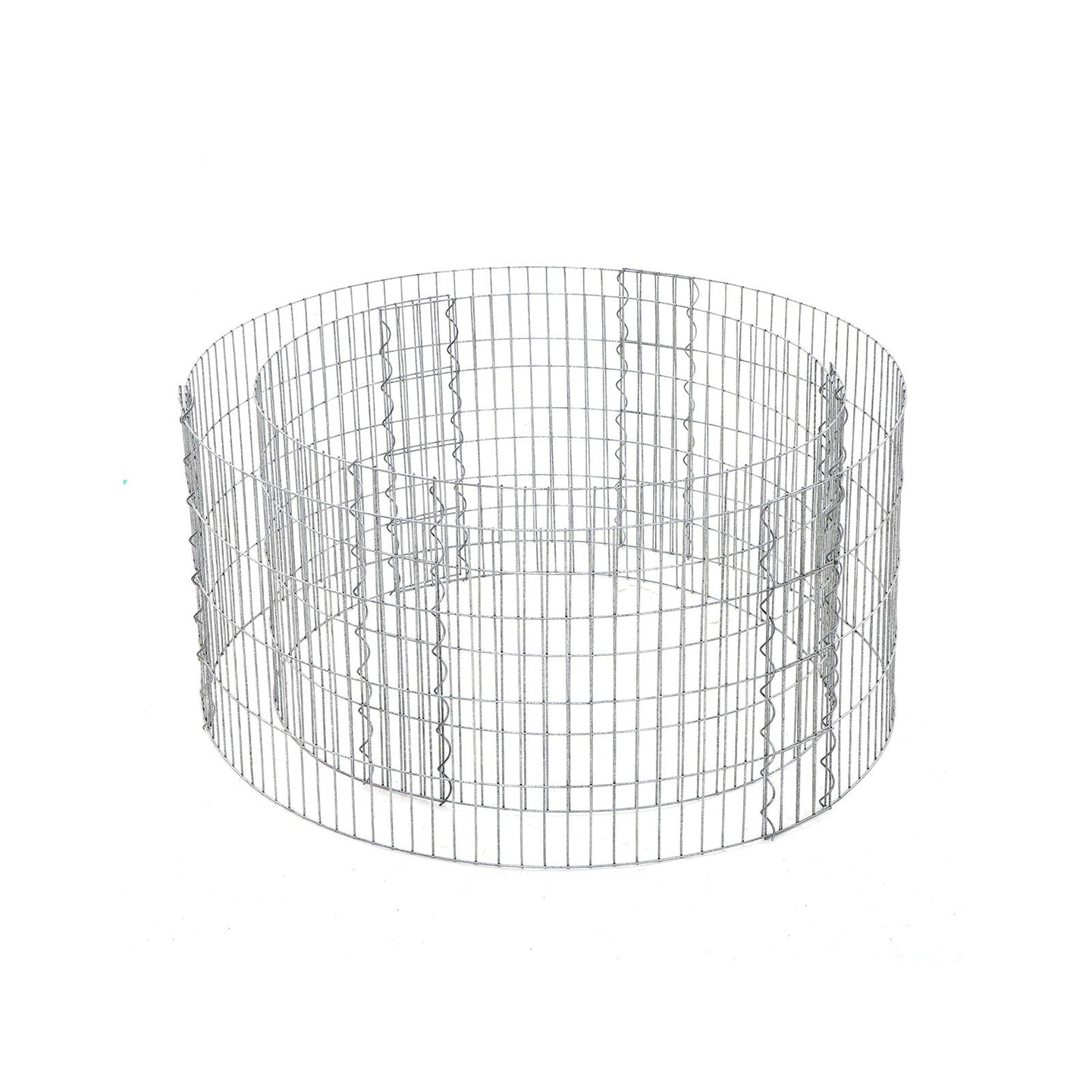 Round Metal Gabion Cage - Galvanised Steel - Silver - Rust-Resistant for Garden Decoration