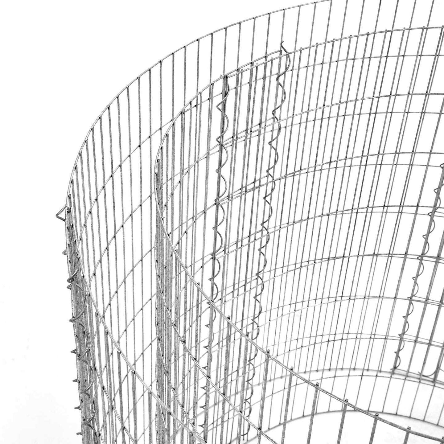 Round Metal Gabion Cage - Galvanised Steel - Silver - Rust-Resistant for Garden Decoration