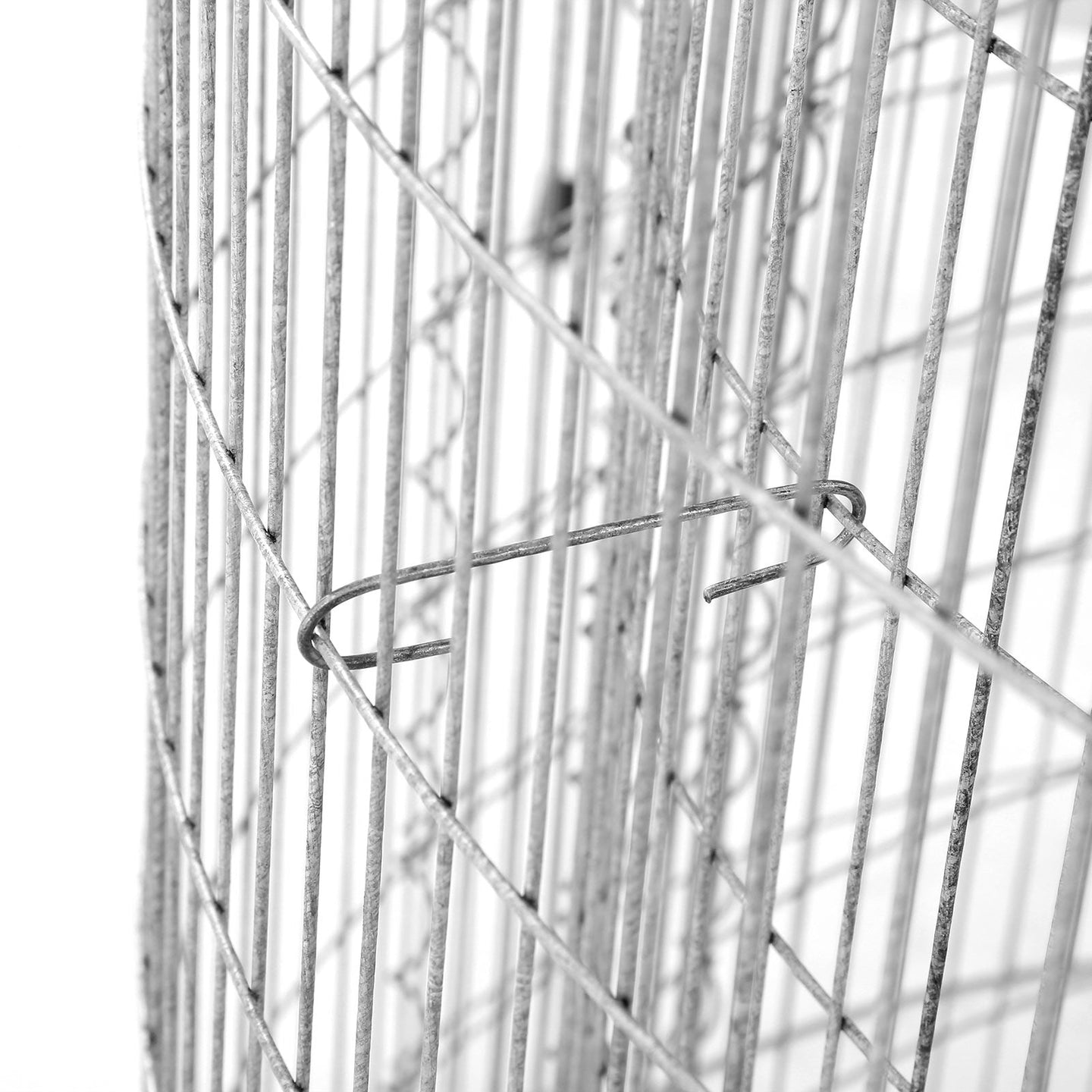 Round Metal Gabion Cage - Galvanised Steel - Silver - Rust-Resistant for Garden Decoration