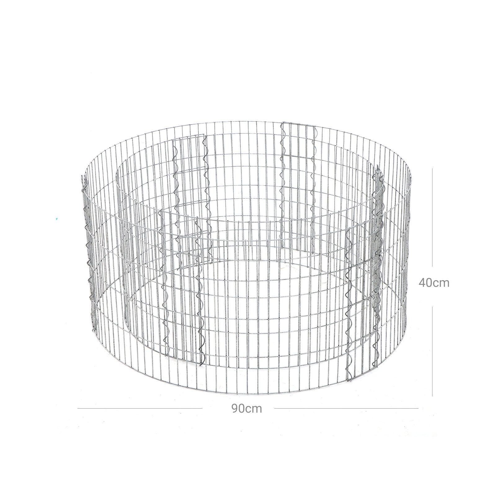 Round Metal Gabion Cage - Galvanised Steel - Silver - Rust-Resistant for Garden Decoration