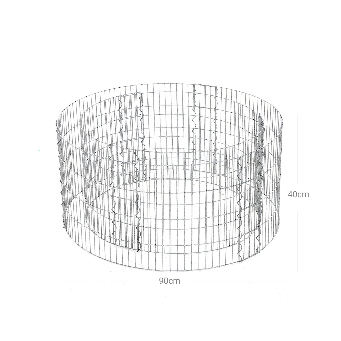Round Metal Gabion Cage - Galvanised Steel - Silver - Rust-Resistant for Garden Decoration